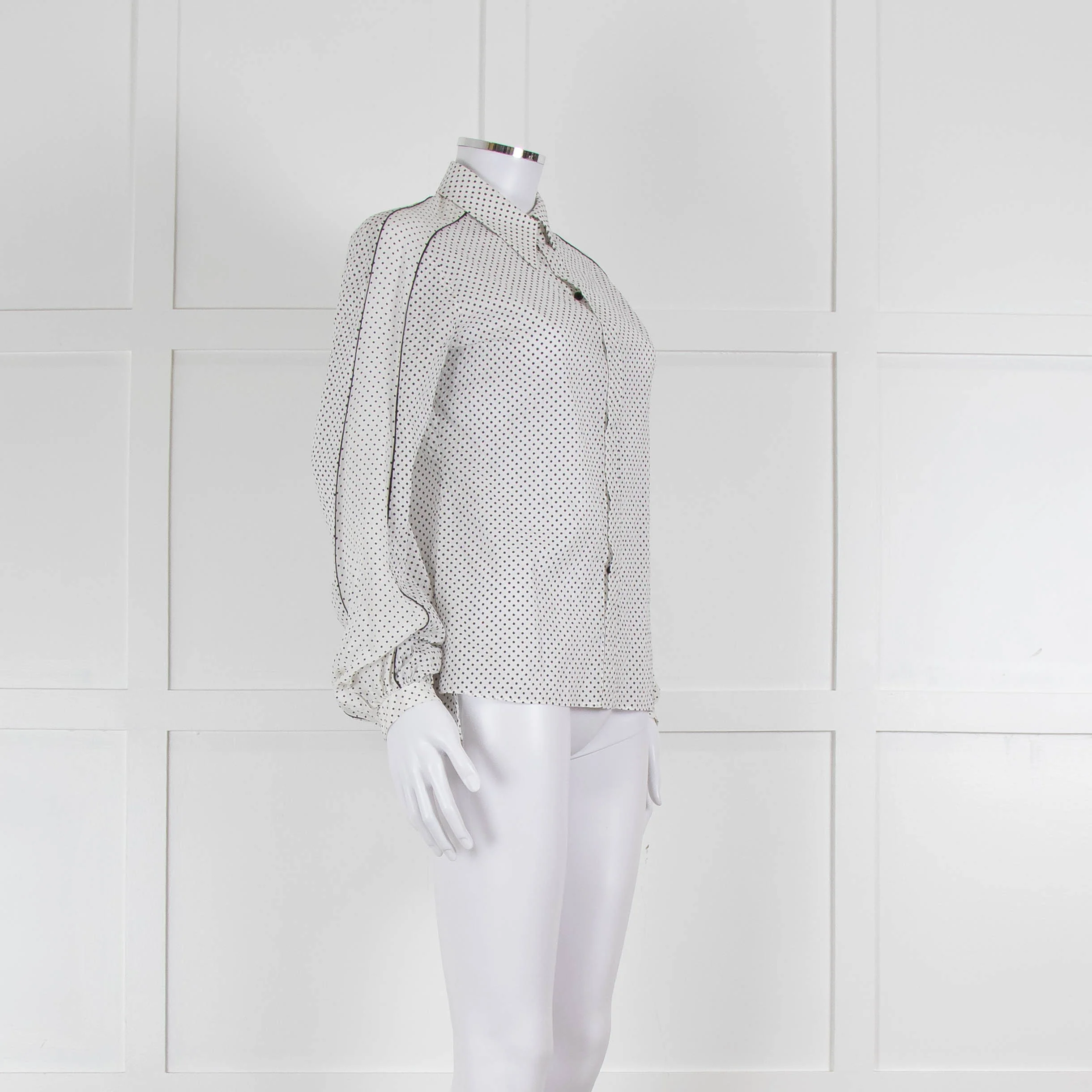 Dorothee Schumacher White Sheer Cotton Shirt with Micro Polka Dots - Image 2
