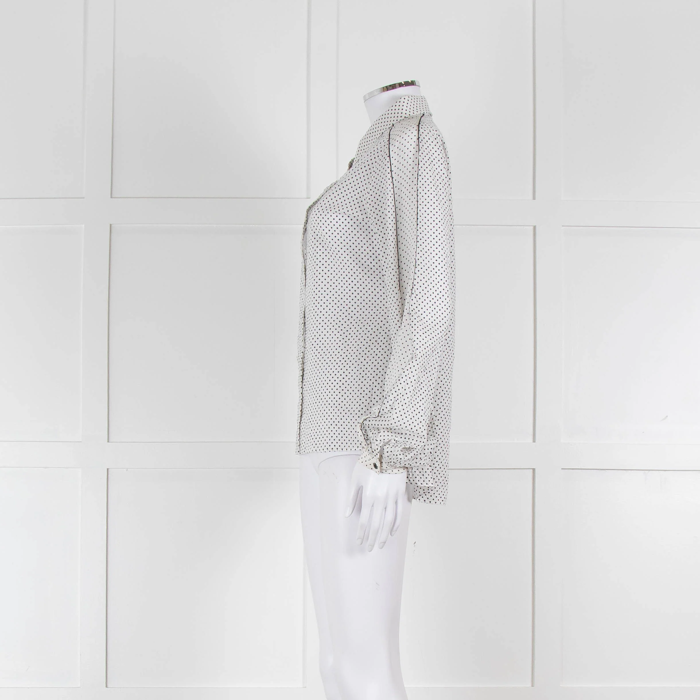 Dorothee Schumacher White Sheer Cotton Shirt with Micro Polka Dots - Image 7