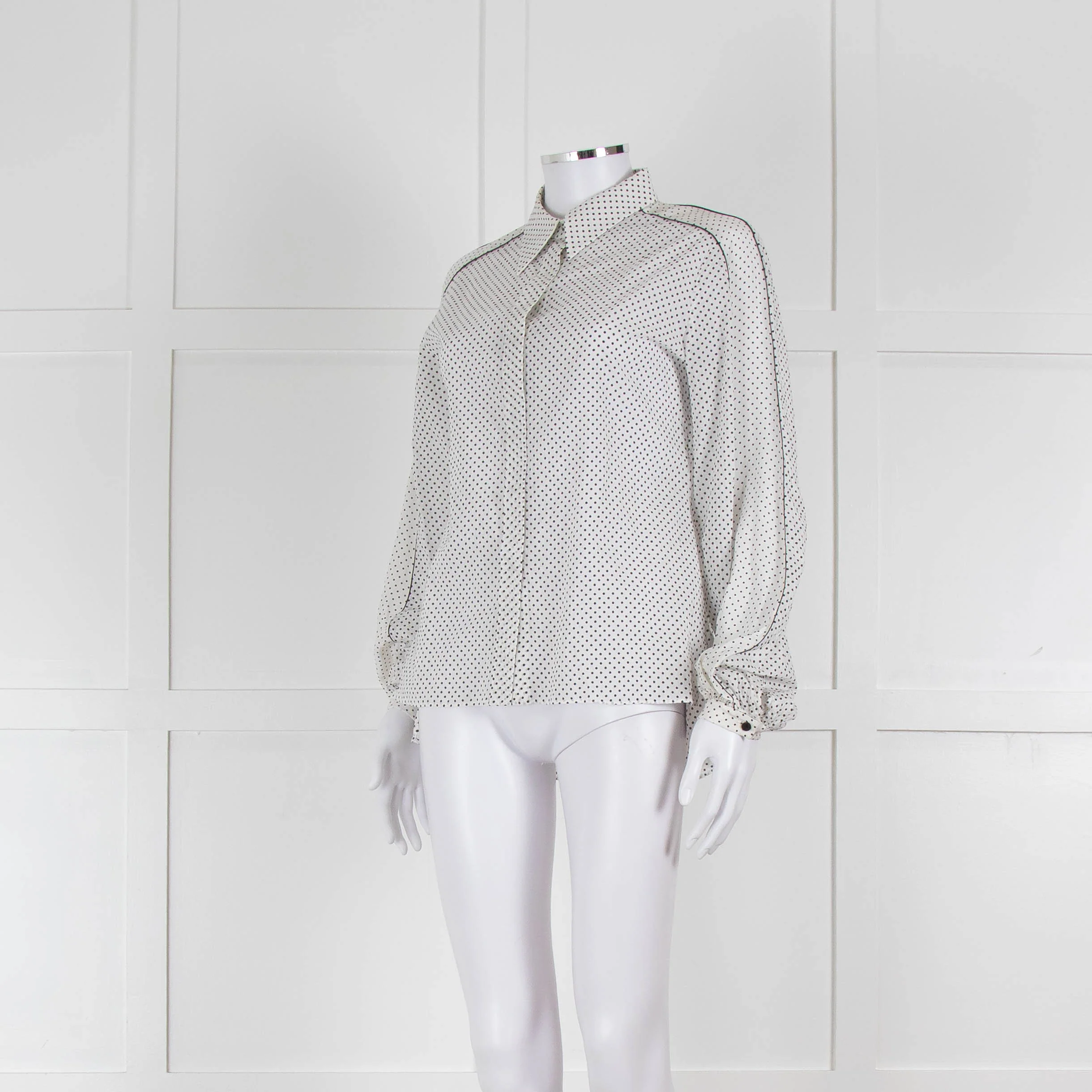 Dorothee Schumacher White Sheer Cotton Shirt with Micro Polka Dots - Image 8