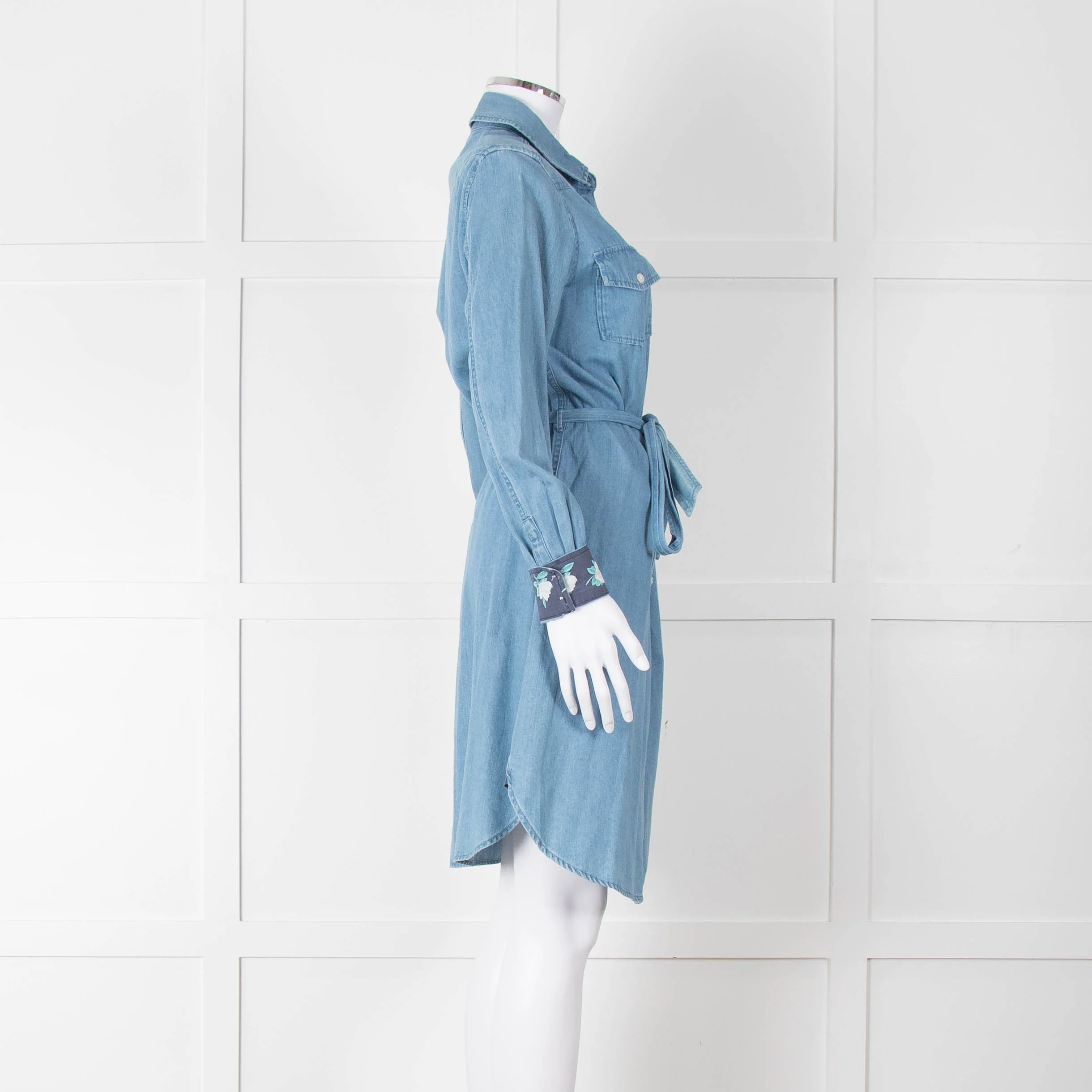 Draper James Denim Blue Belted Shirt Dress - Image 3