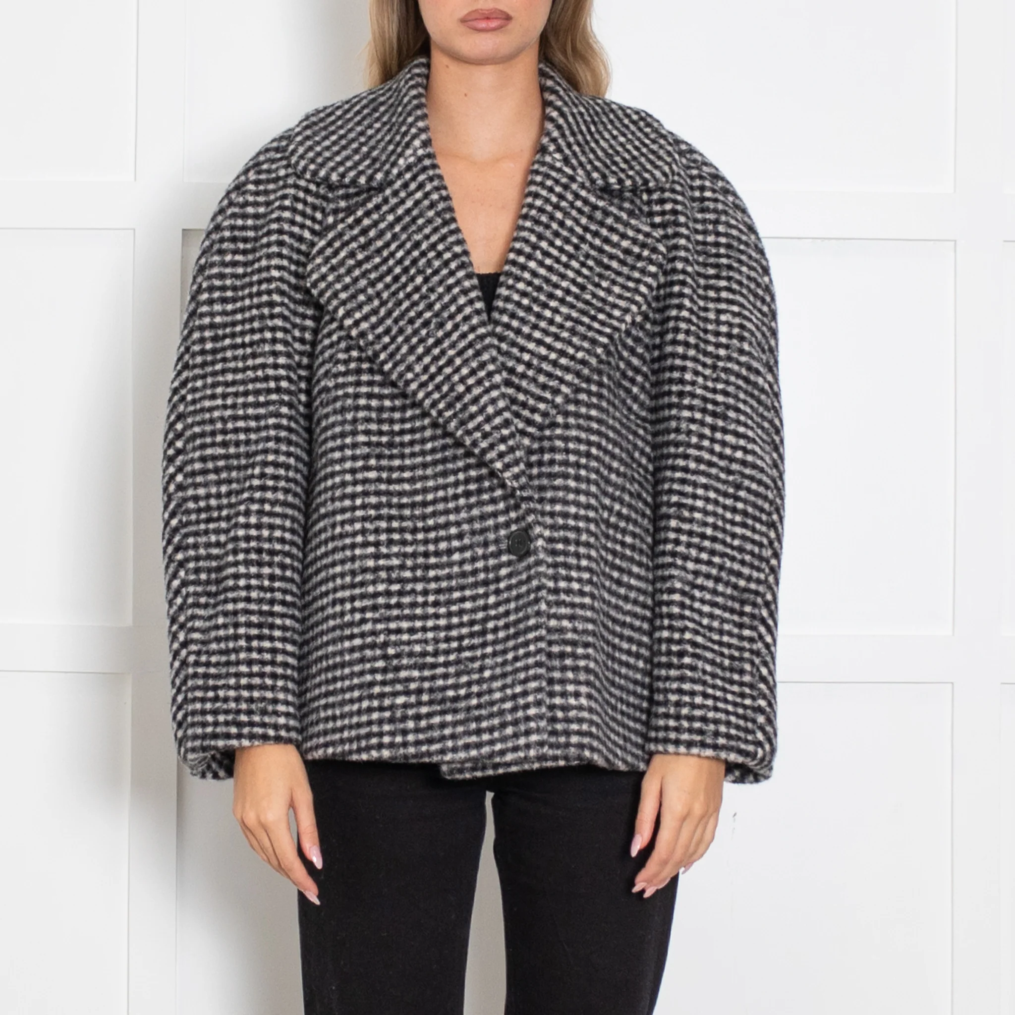 Dries Van Noten Black and Grey Check Short Jacket - Image 2