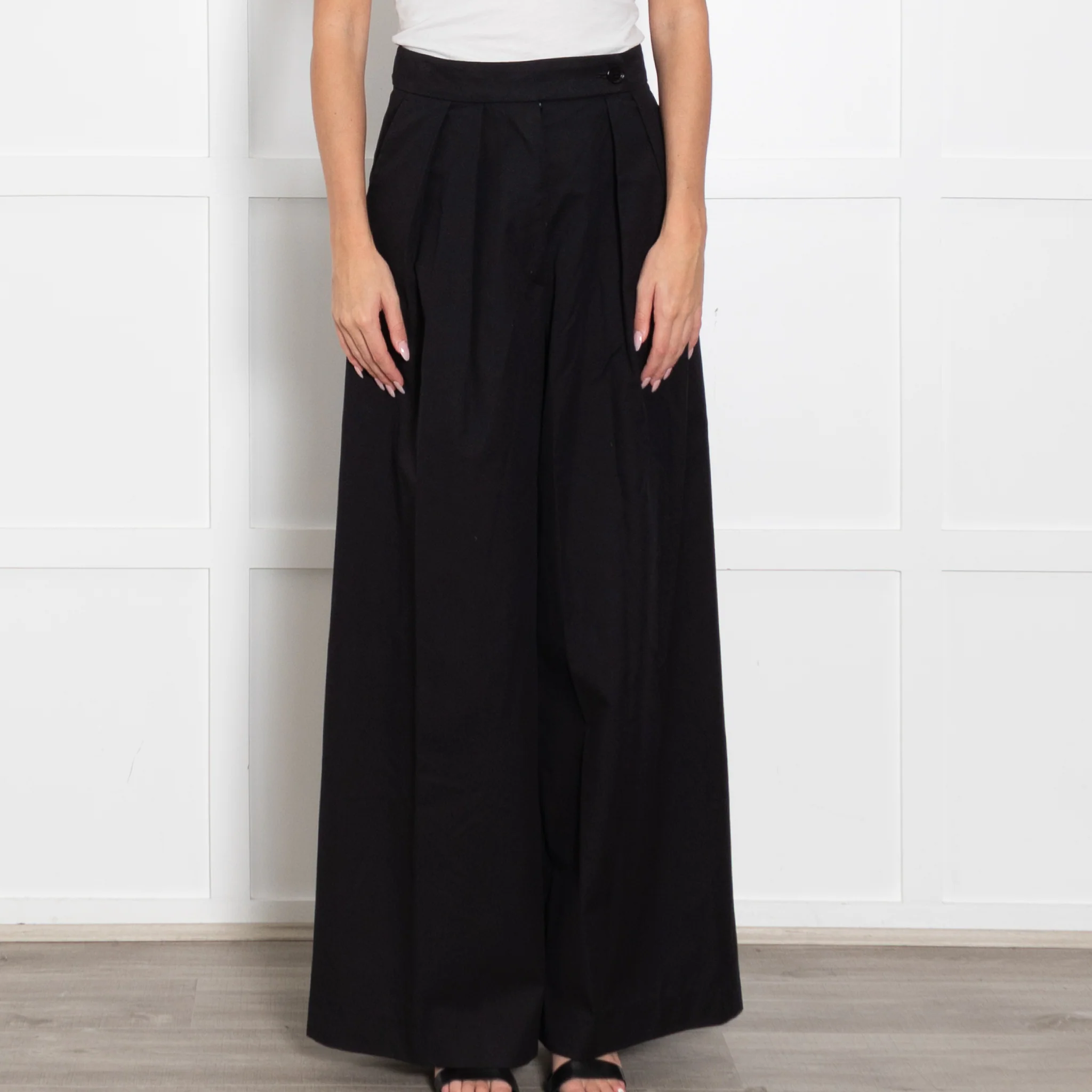 Dries Van Noten Black High Waist Wide Leg Trousers - Image 2