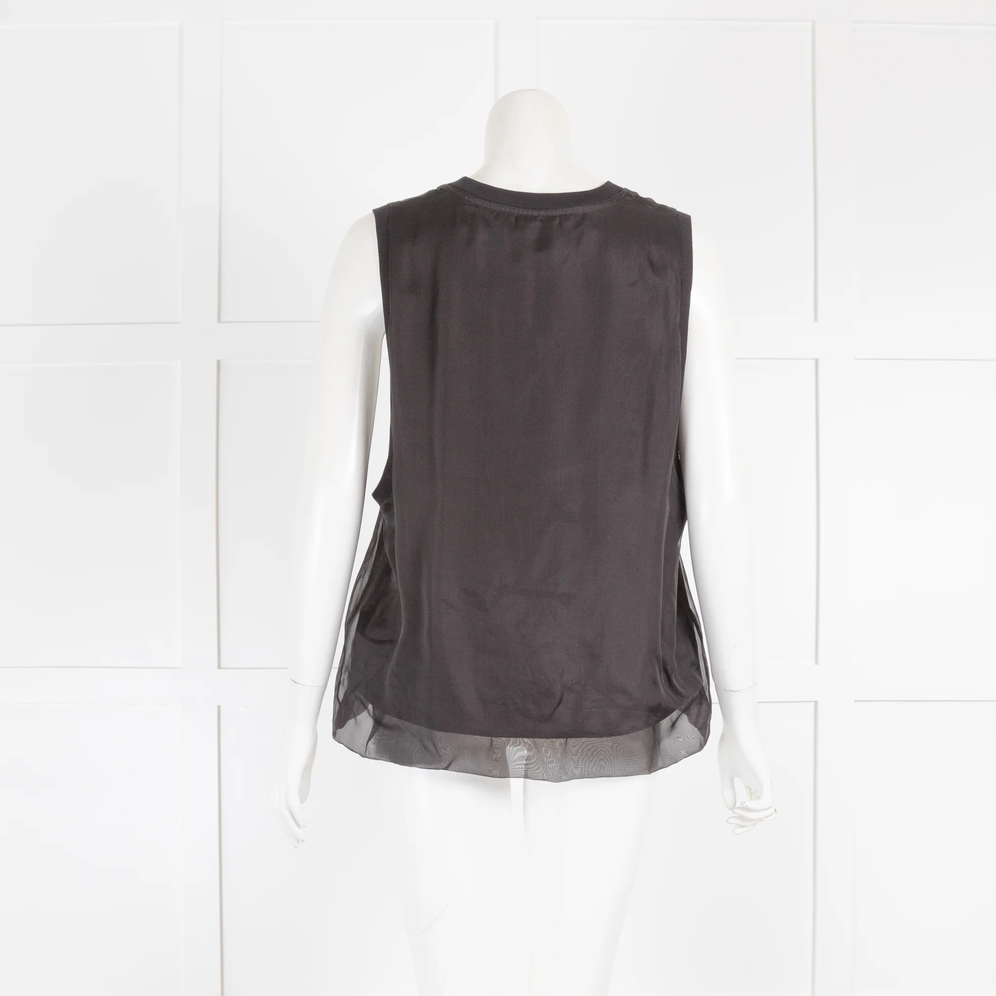 Dries van Noten Black Organza Overlay Tank - Image 3