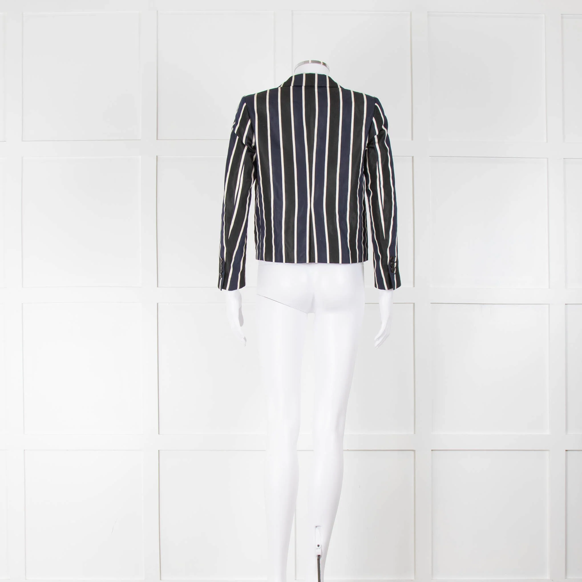 Dries Van Noten Blue Black White Striped Blazer - Image 3