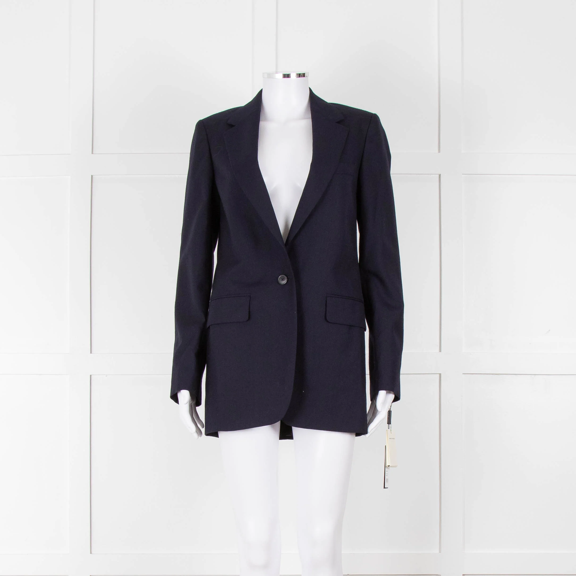 Dries Van Noten Navy Blue Fine Wool Blazer Jacket