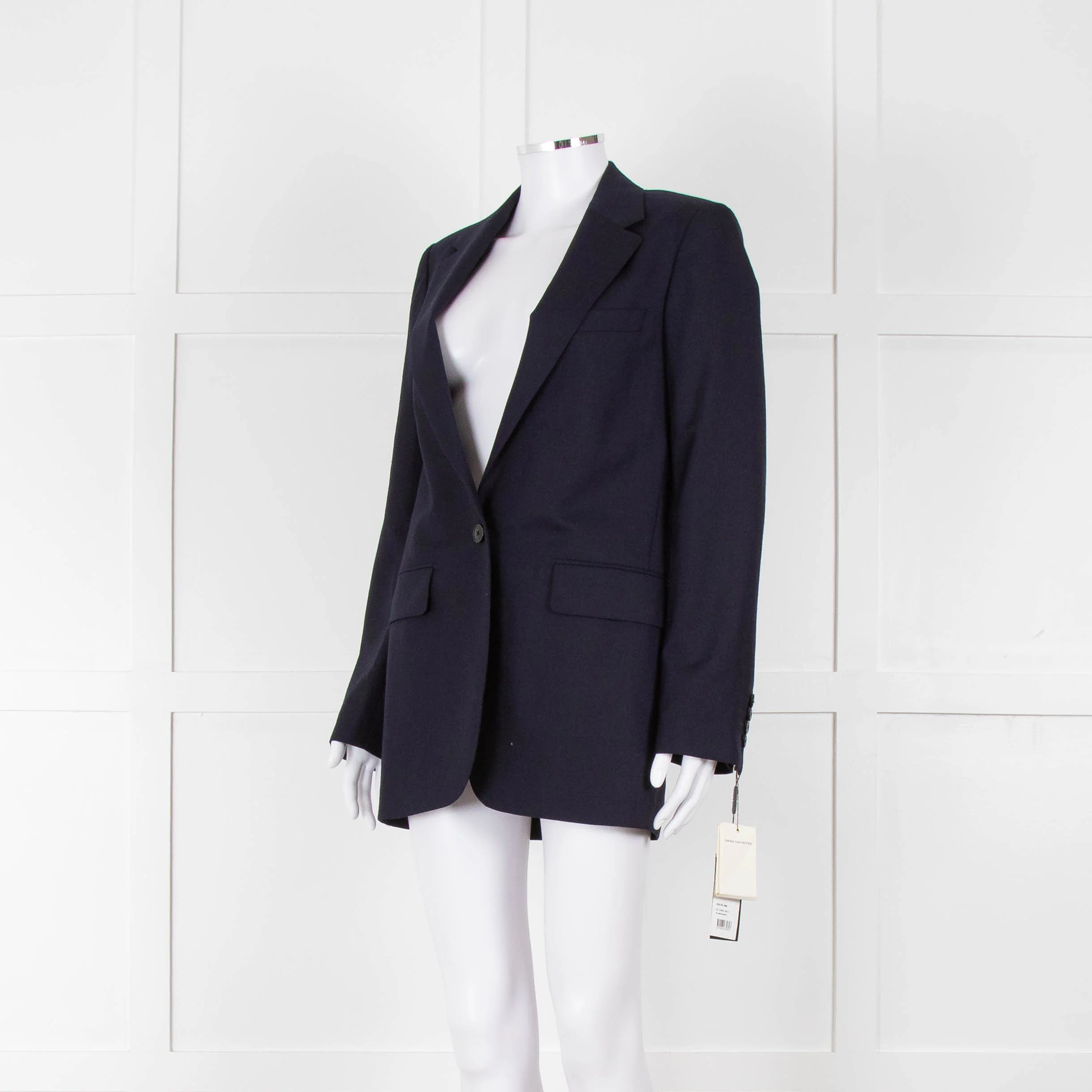 Dries Van Noten Navy Blue Fine Wool Blazer Jacket - Image 8