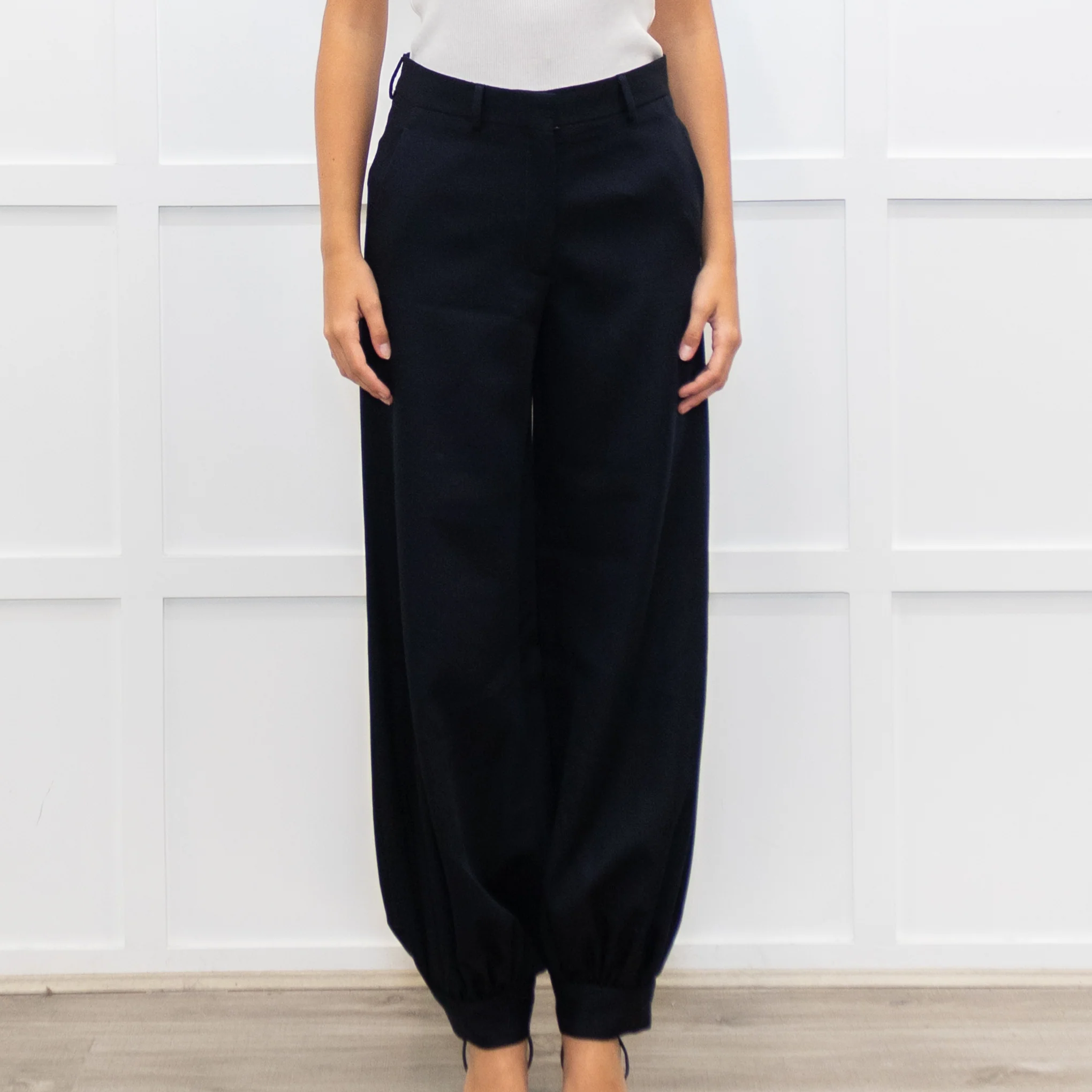 Dries Van Noten Navy Trousers With Gathered Ankle - Image 2