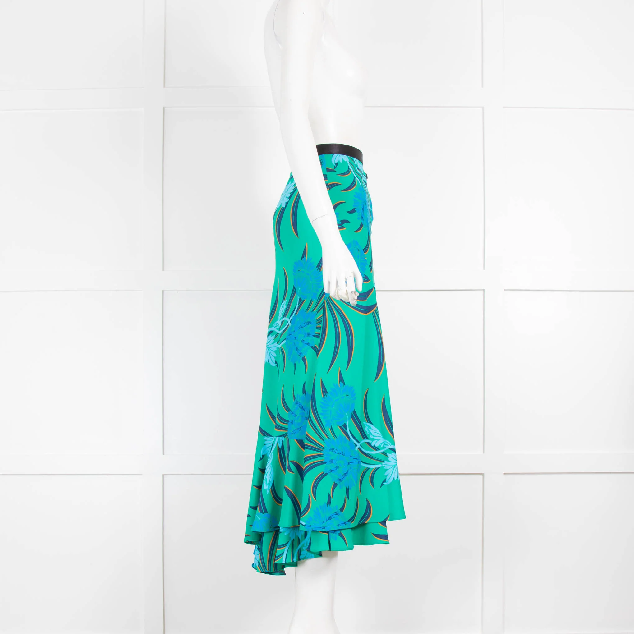 DVF Green Blue Floral Maxi Skirt - Image 2
