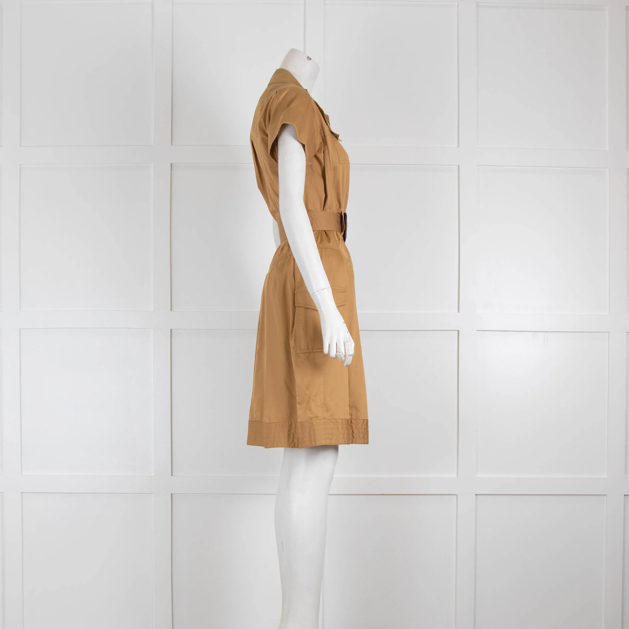 DVF Tan Shirt Dress With Belt - Image 2