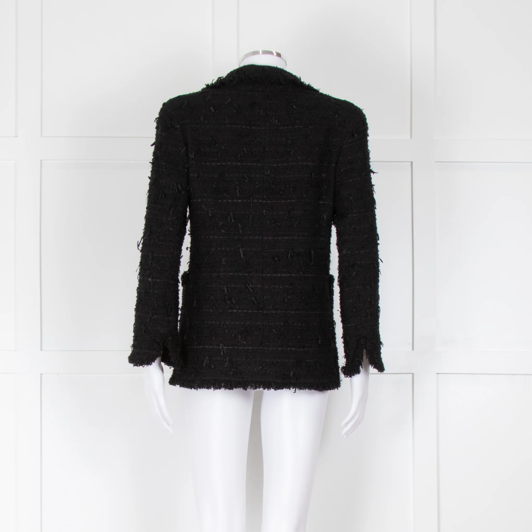 Edward Achour Paris Black White Pearl Buttons Tweedy Jacket - Image 3
