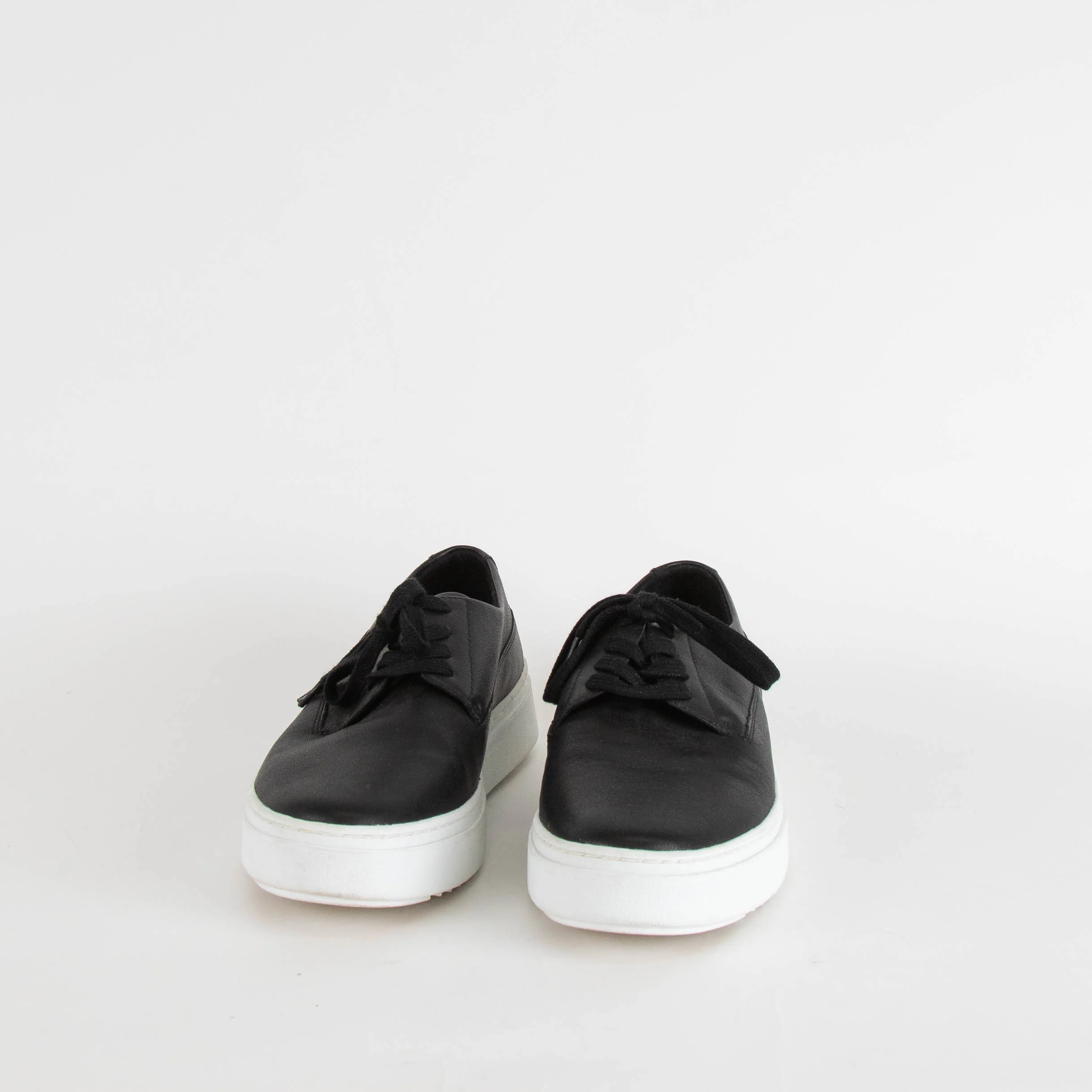 Eileen Fisher Black Leather Lace Up Trainers - Image 2