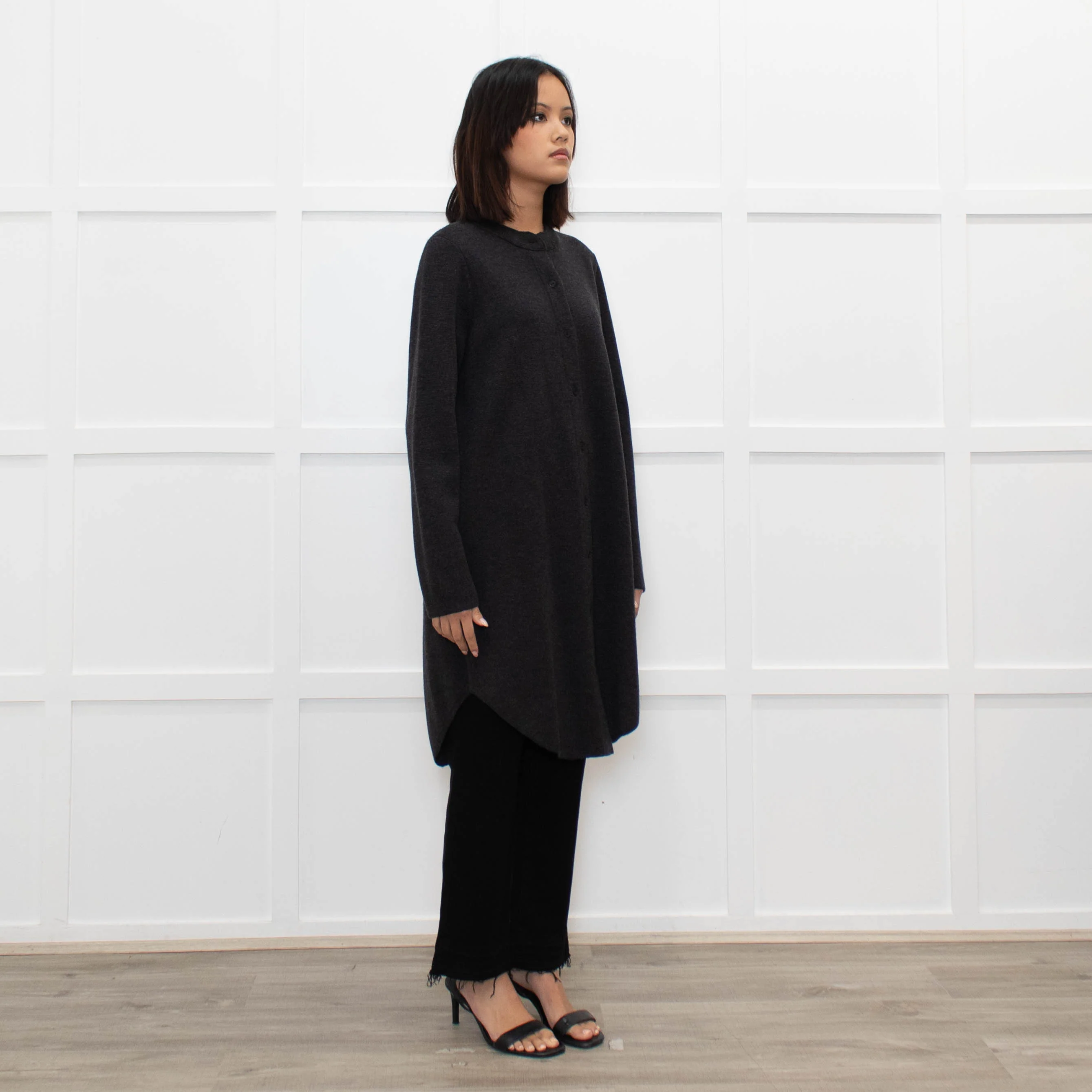 Eileen Fisher Dark Grey Long Cardigan - Image 3