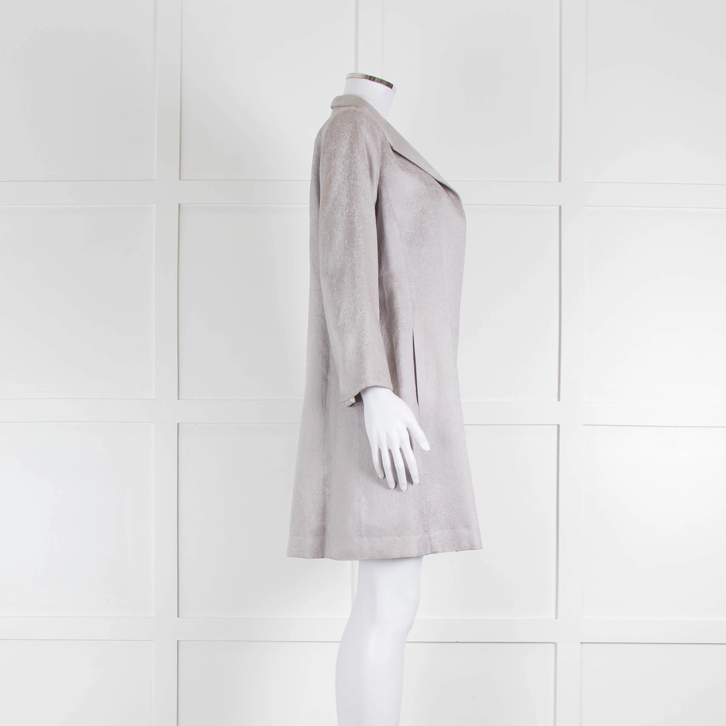 Eileen Fisher Silver Jacquard Short Coat - Image 2