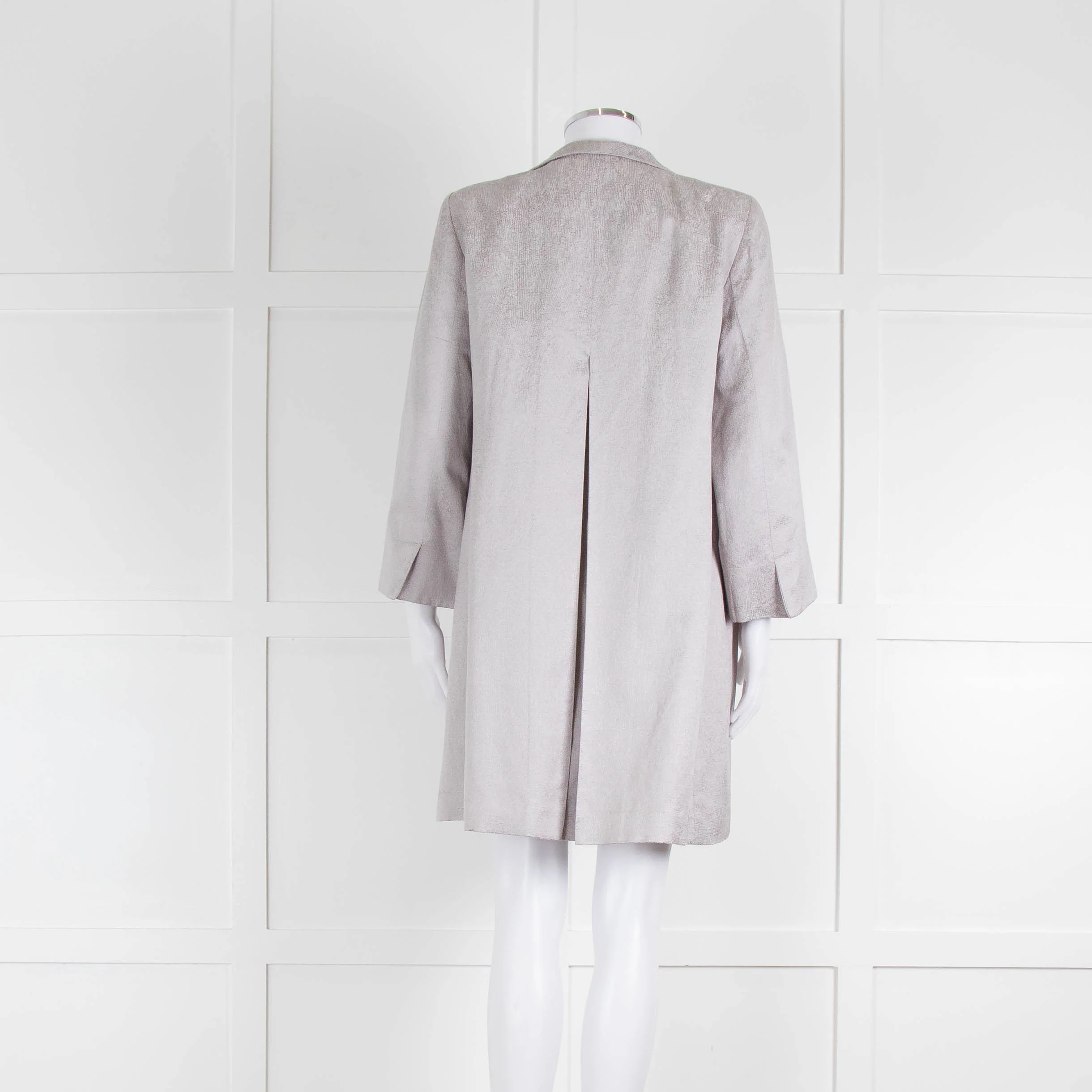 Eileen Fisher Silver Jacquard Short Coat - Image 3