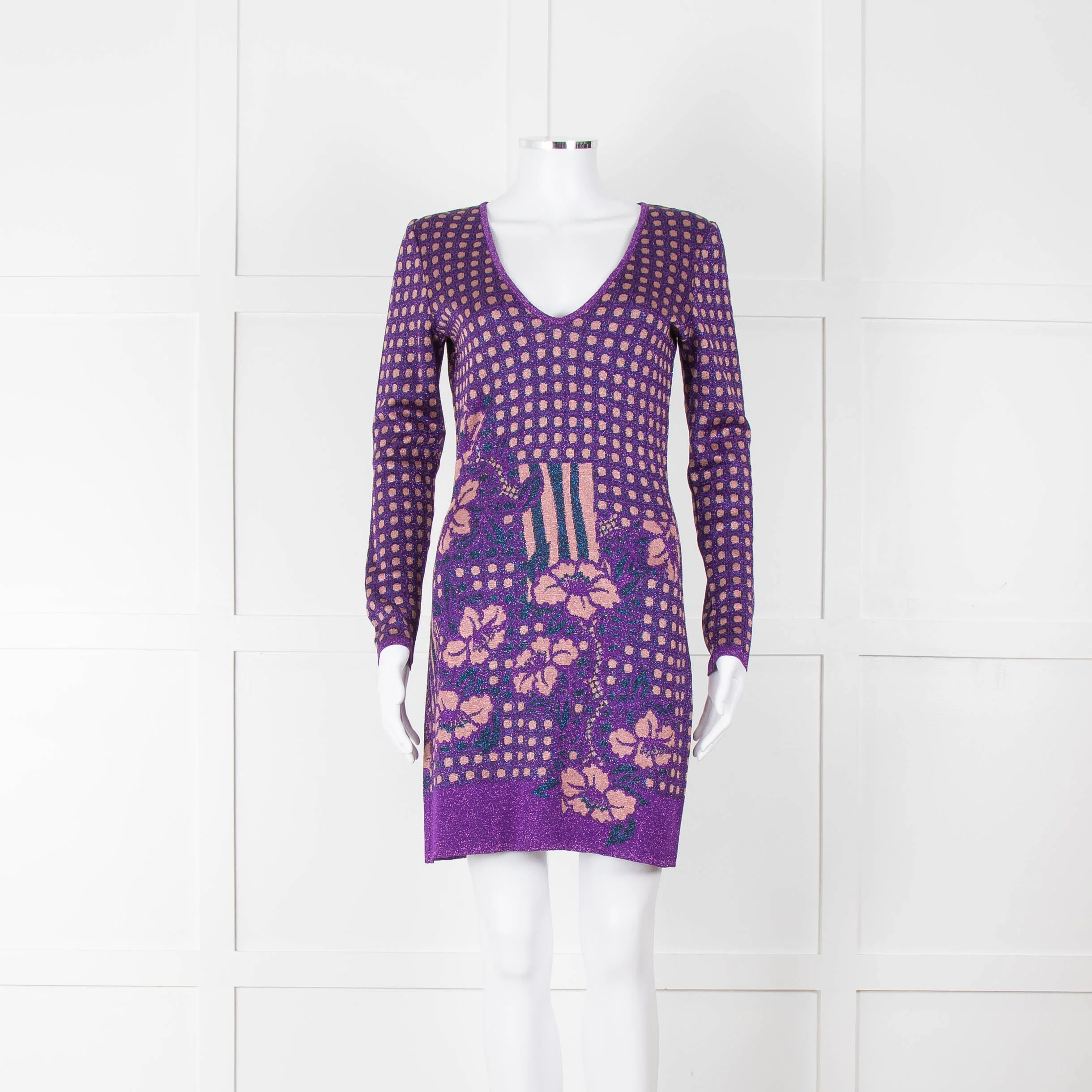 Ekaterina Kukhareva Purple Lurex Knee Length Dress