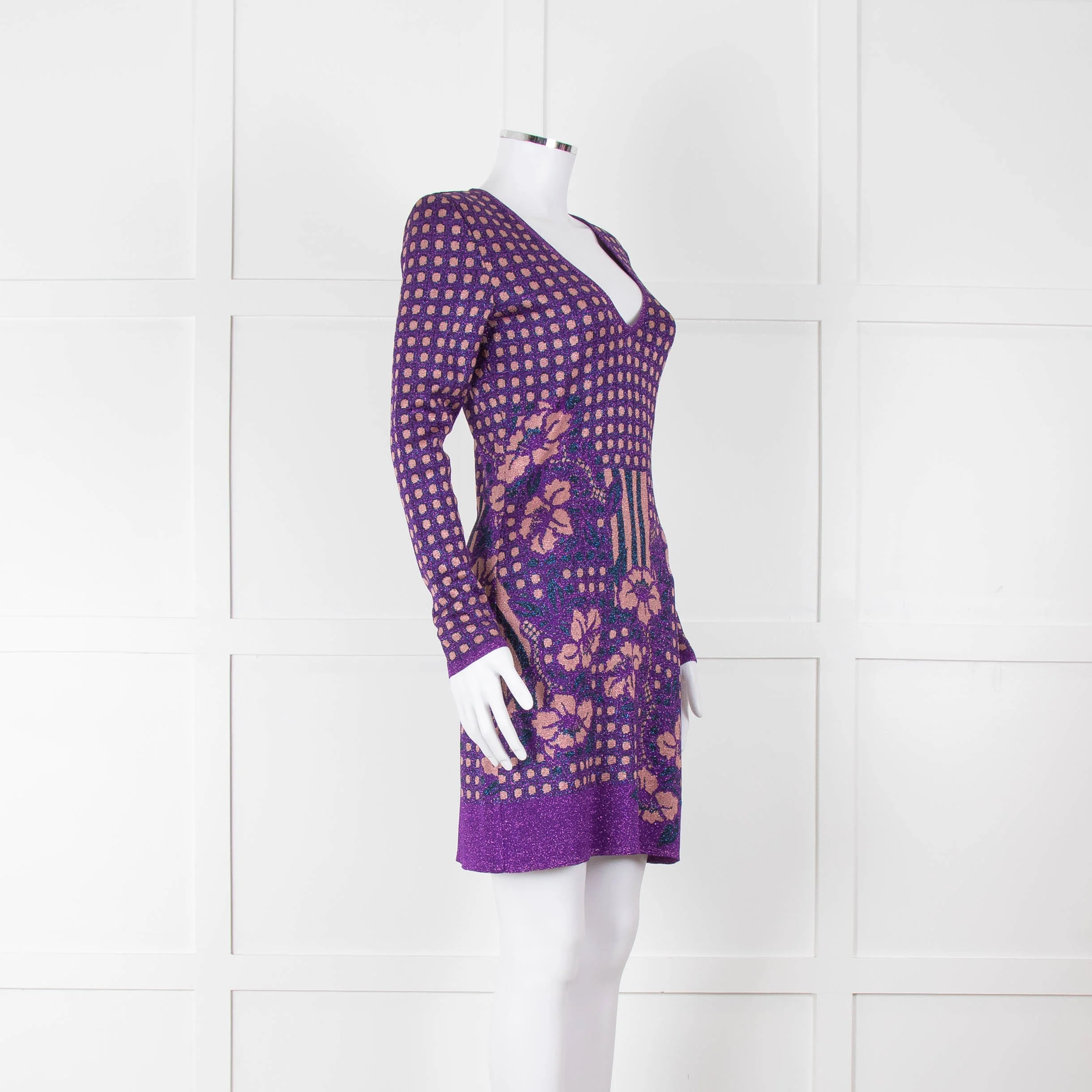 Ekaterina Kukhareva Purple Lurex Knee Length Dress - Image 2