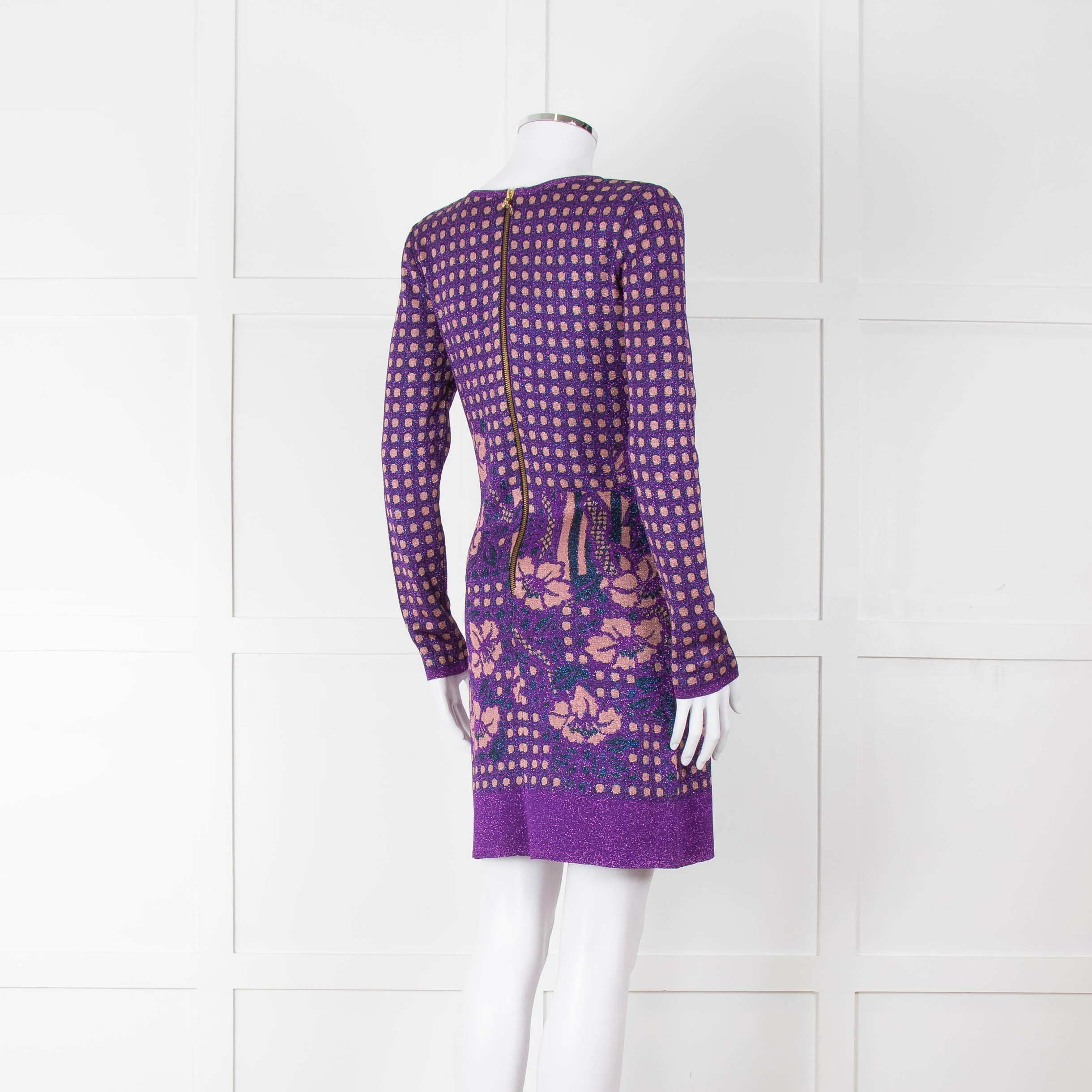 Ekaterina Kukhareva Purple Lurex Knee Length Dress - Image 4