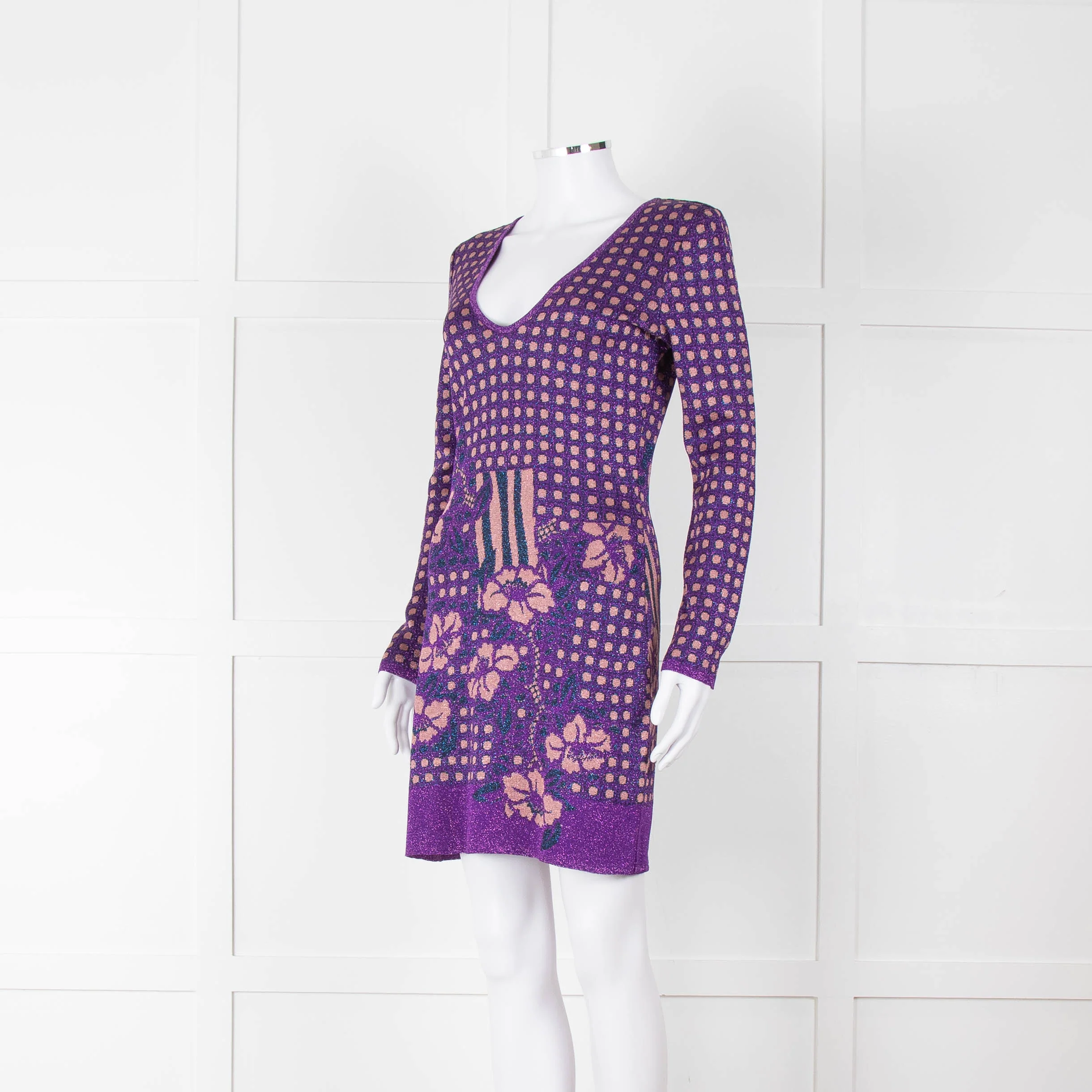 Ekaterina Kukhareva Purple Lurex Knee Length Dress - Image 8