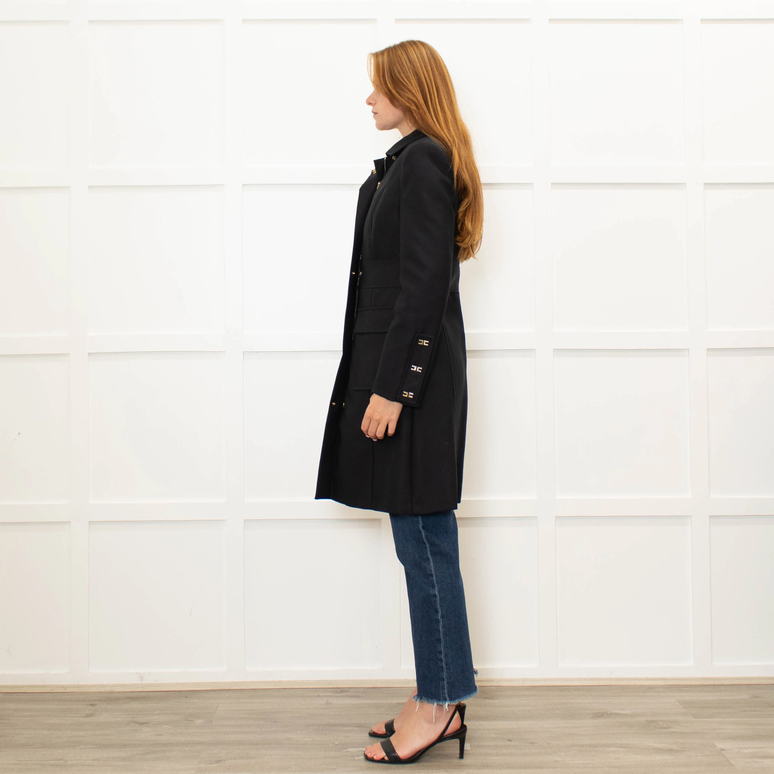 Elisabetta Franchi Black Coat With Zip Front And Patch Pockets - Image 4