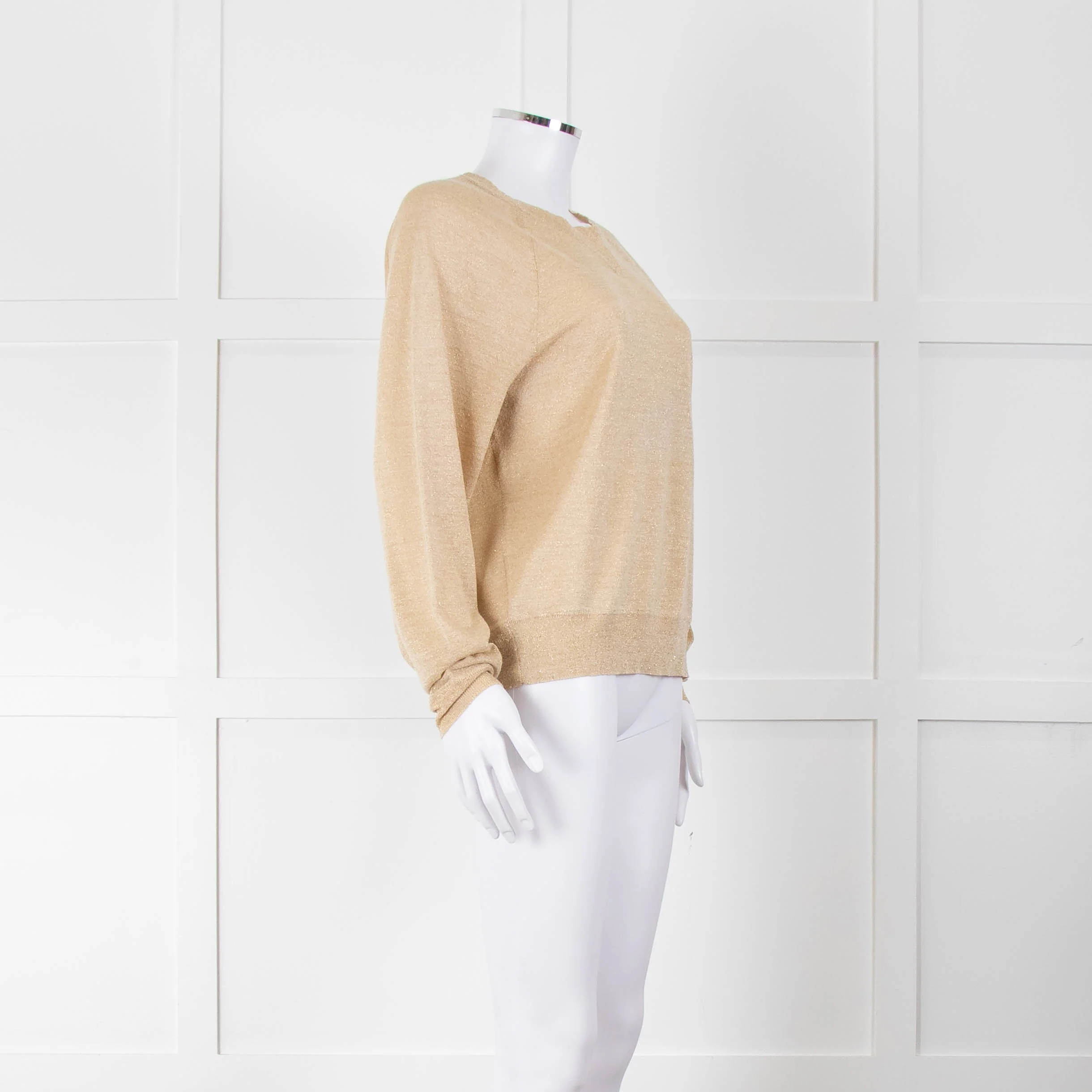 Elizabeth & James Gold Fine Knit Round Neck Jumper - Image 2