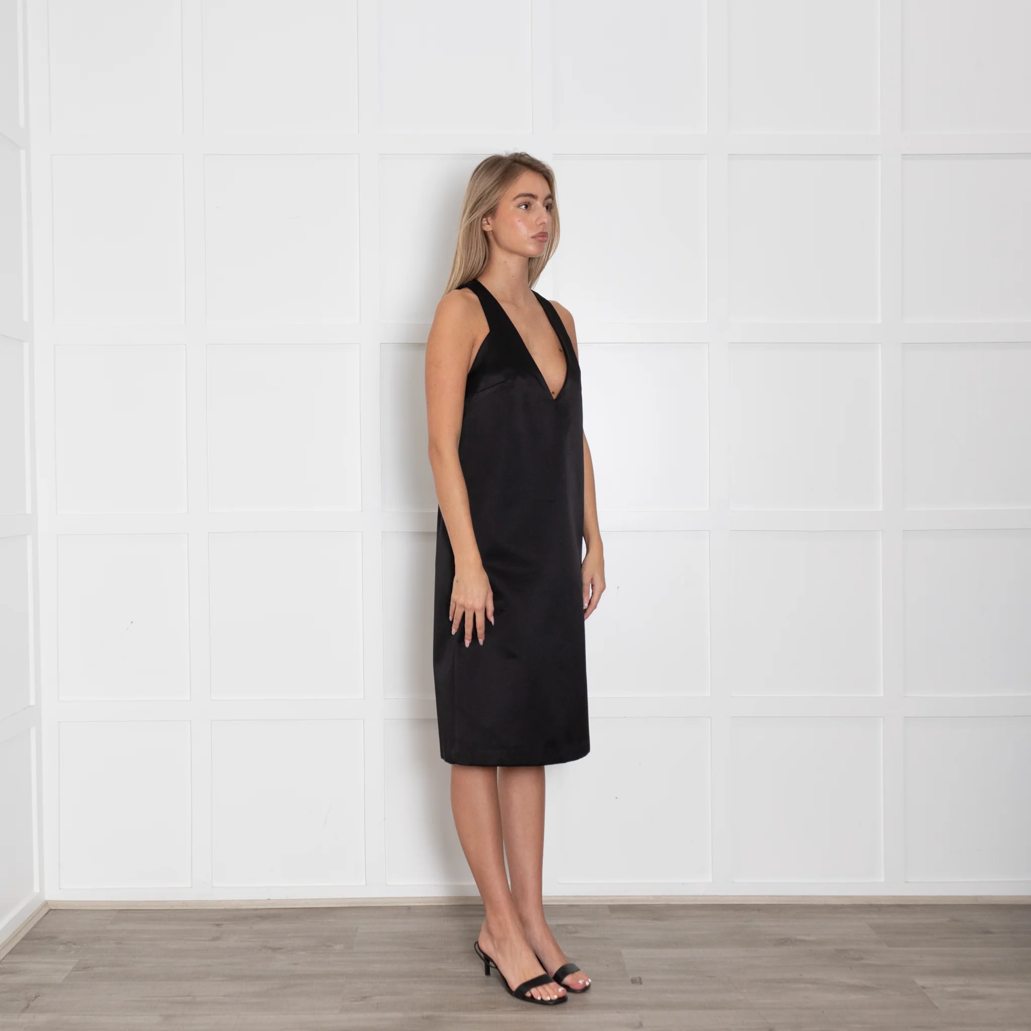 Ellery Black Silk V Front Sleeveless Dress - Image 7