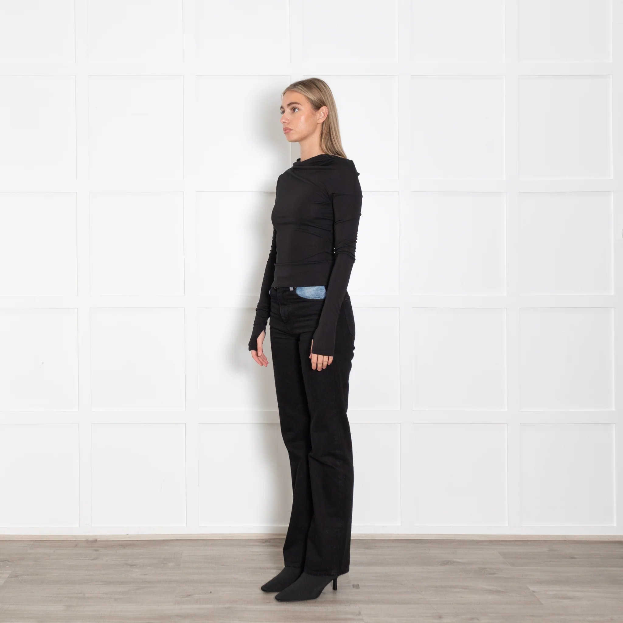Elsa Black Jersey Long Sleeve Top - Image 3