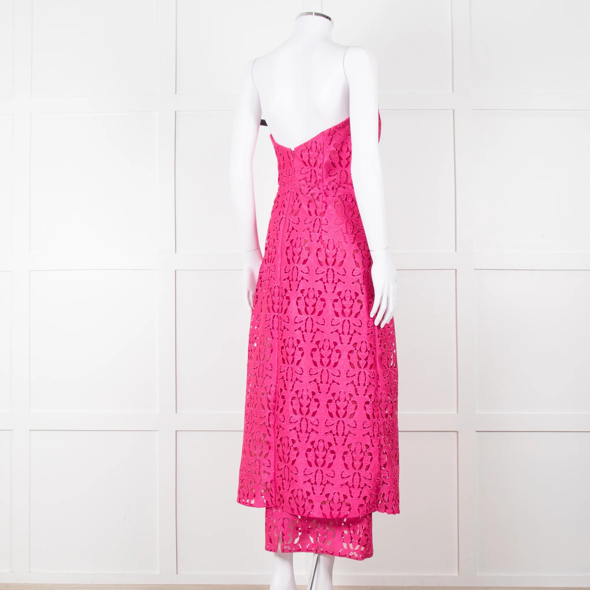 Emilia Wickstead Bright Pink Lace Strapless Dress - Image 4
