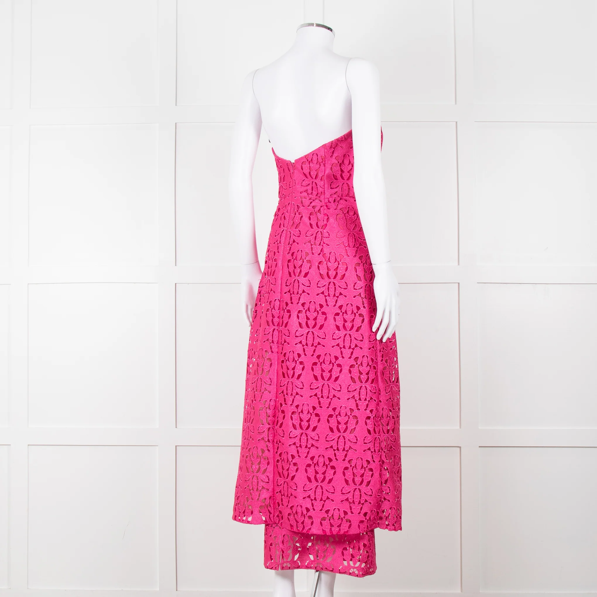 Emilia Wickstead Bright Pink Lace Strapless Dress - Image 5