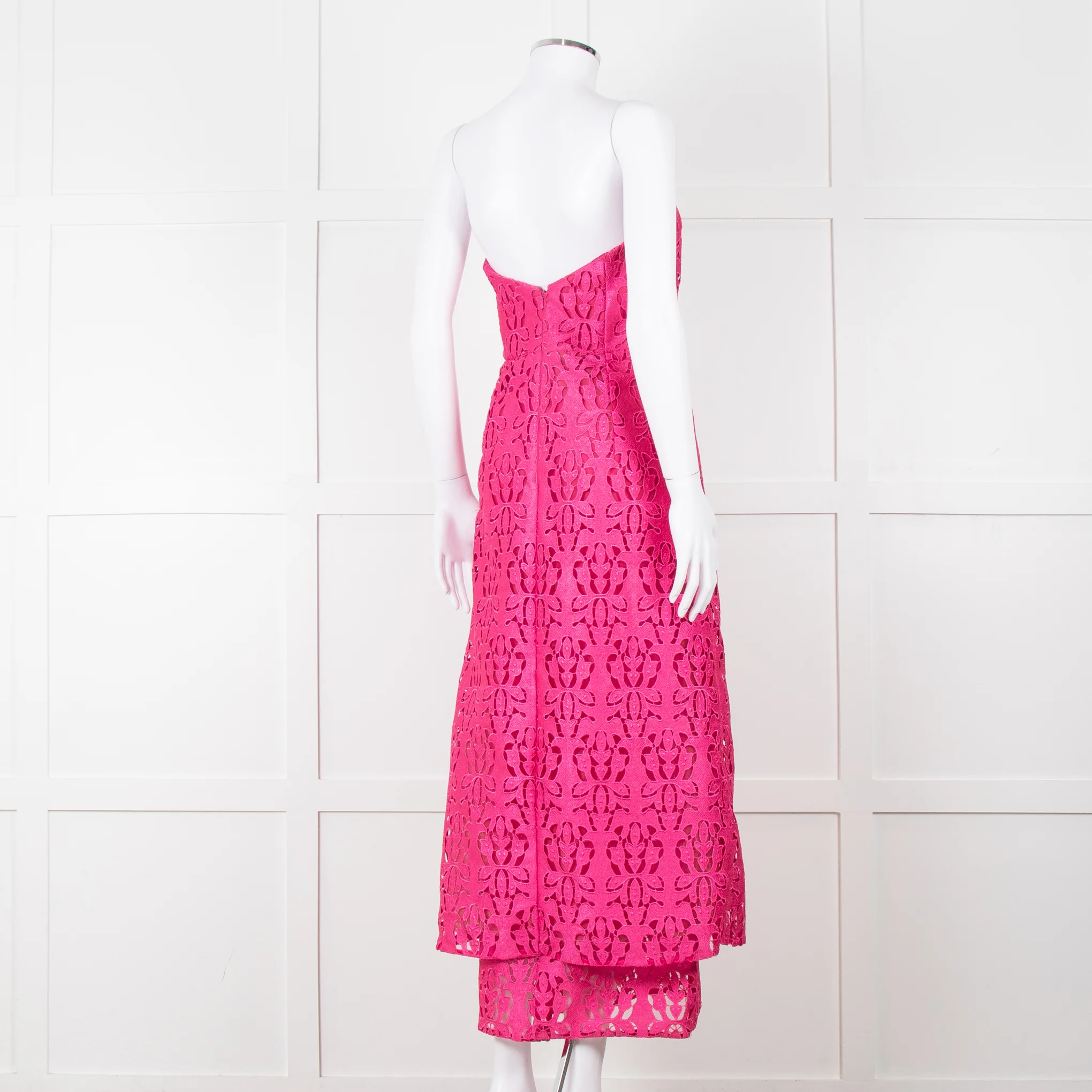 Emilia Wickstead Bright Pink Lace Strapless Dress - Image 7