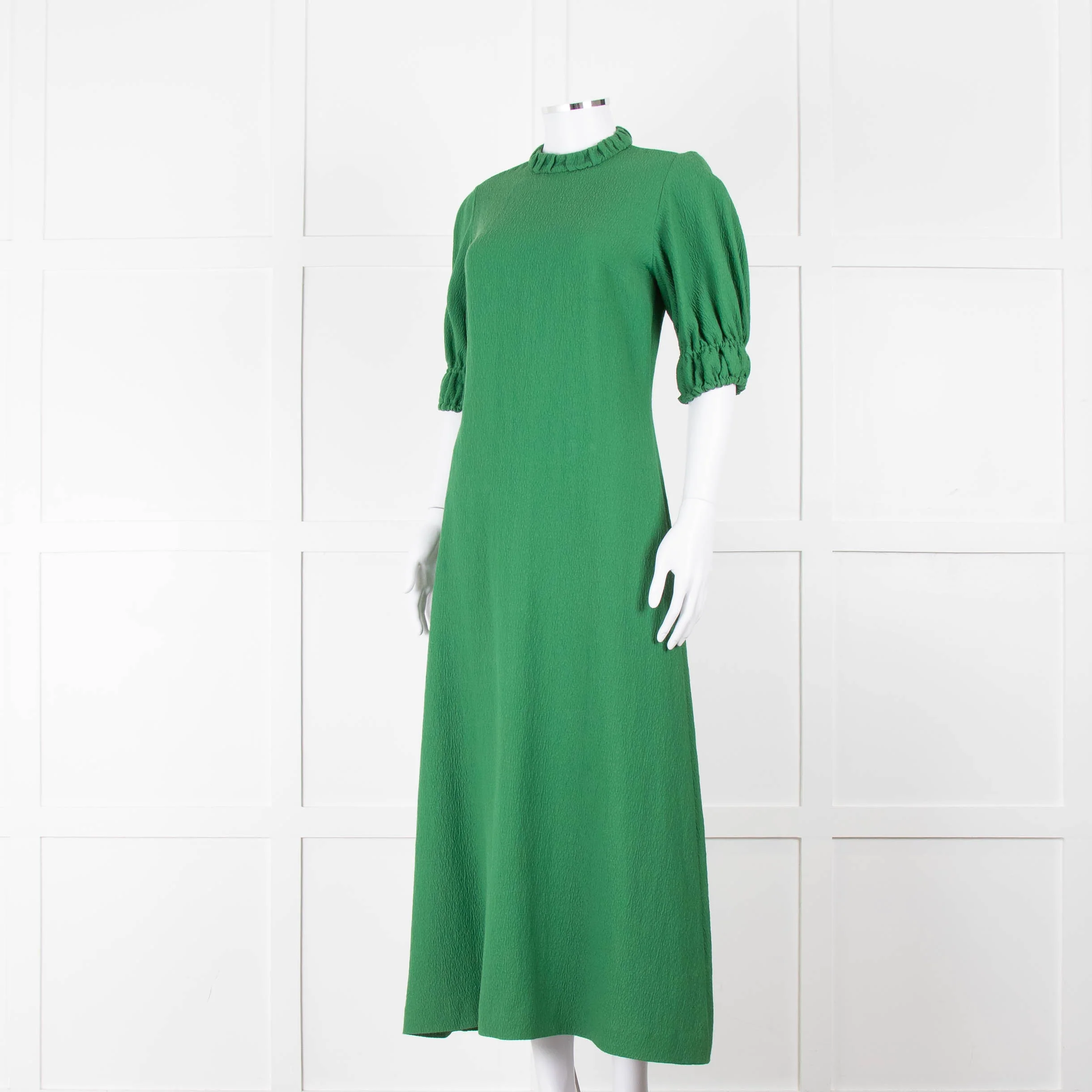 Emilia Wickstead Green High Neck Cold Shoulder Midi Dress - Image 2