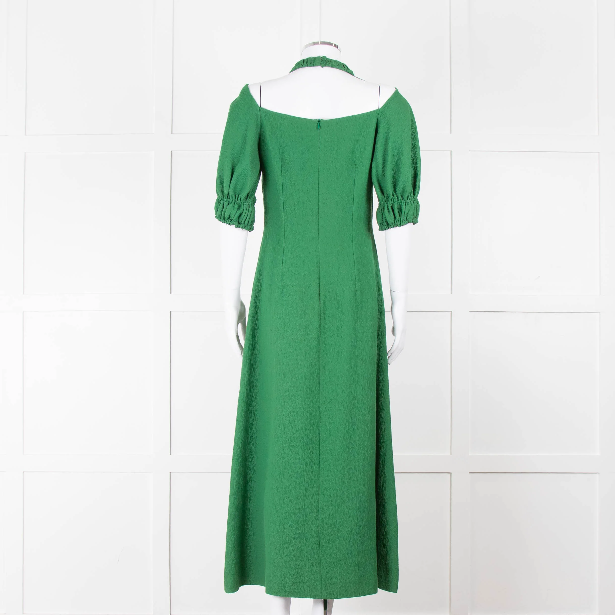 Emilia Wickstead Green High Neck Cold Shoulder Midi Dress - Image 7