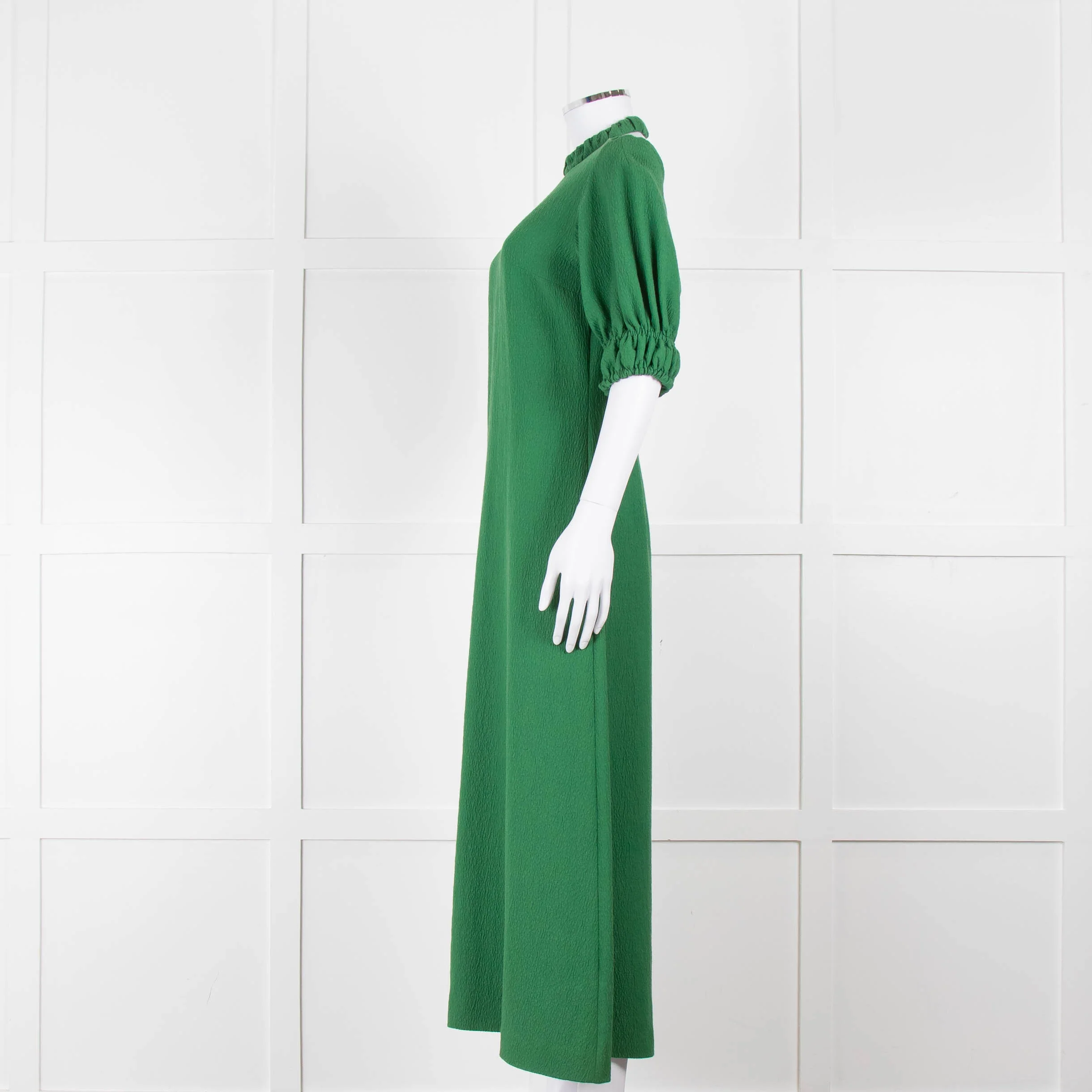 Emilia Wickstead Green High Neck Cold Shoulder Midi Dress - Image 9