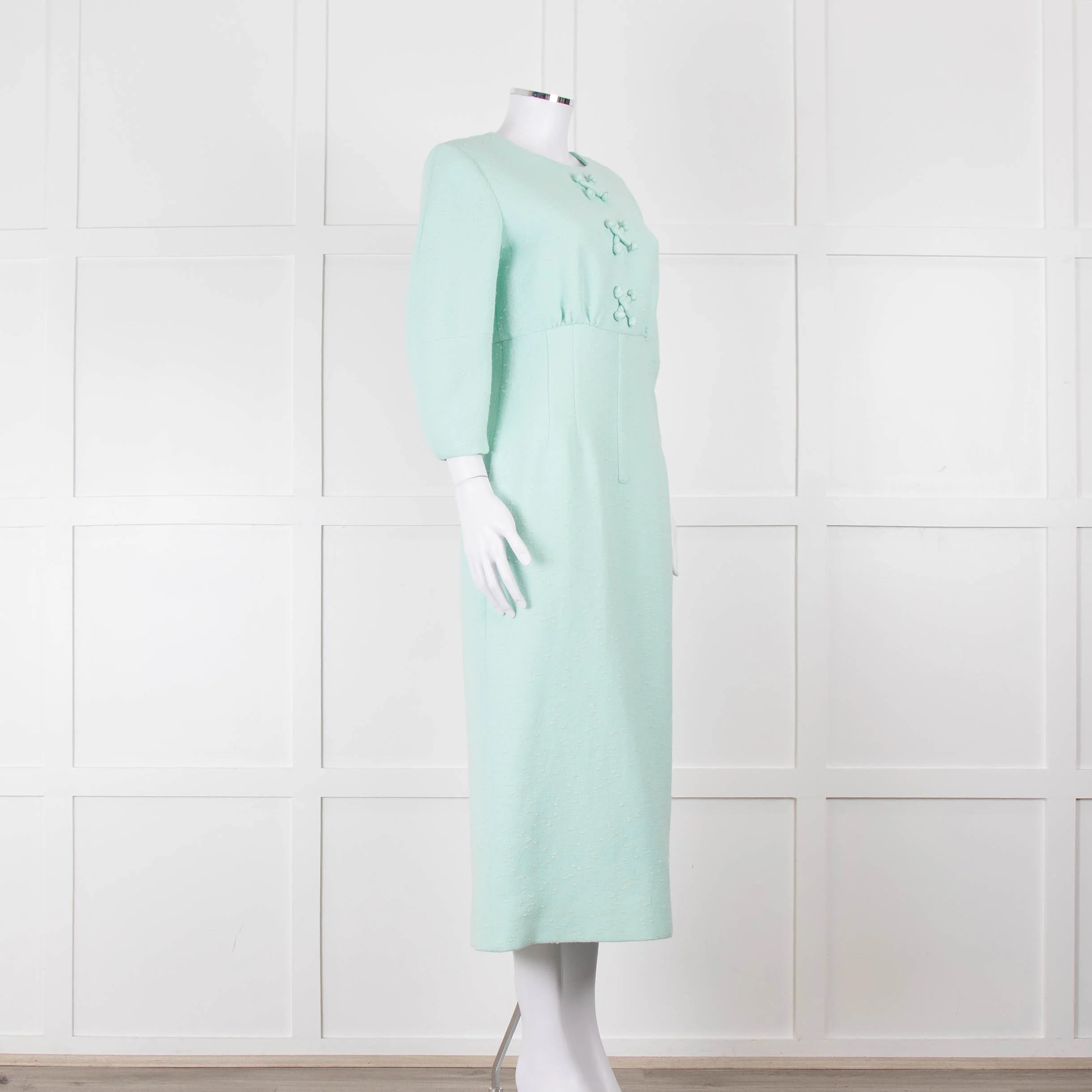 Emilia Wickstead Mint Green Boucle Dress With Toggle Front Detail - Image 2