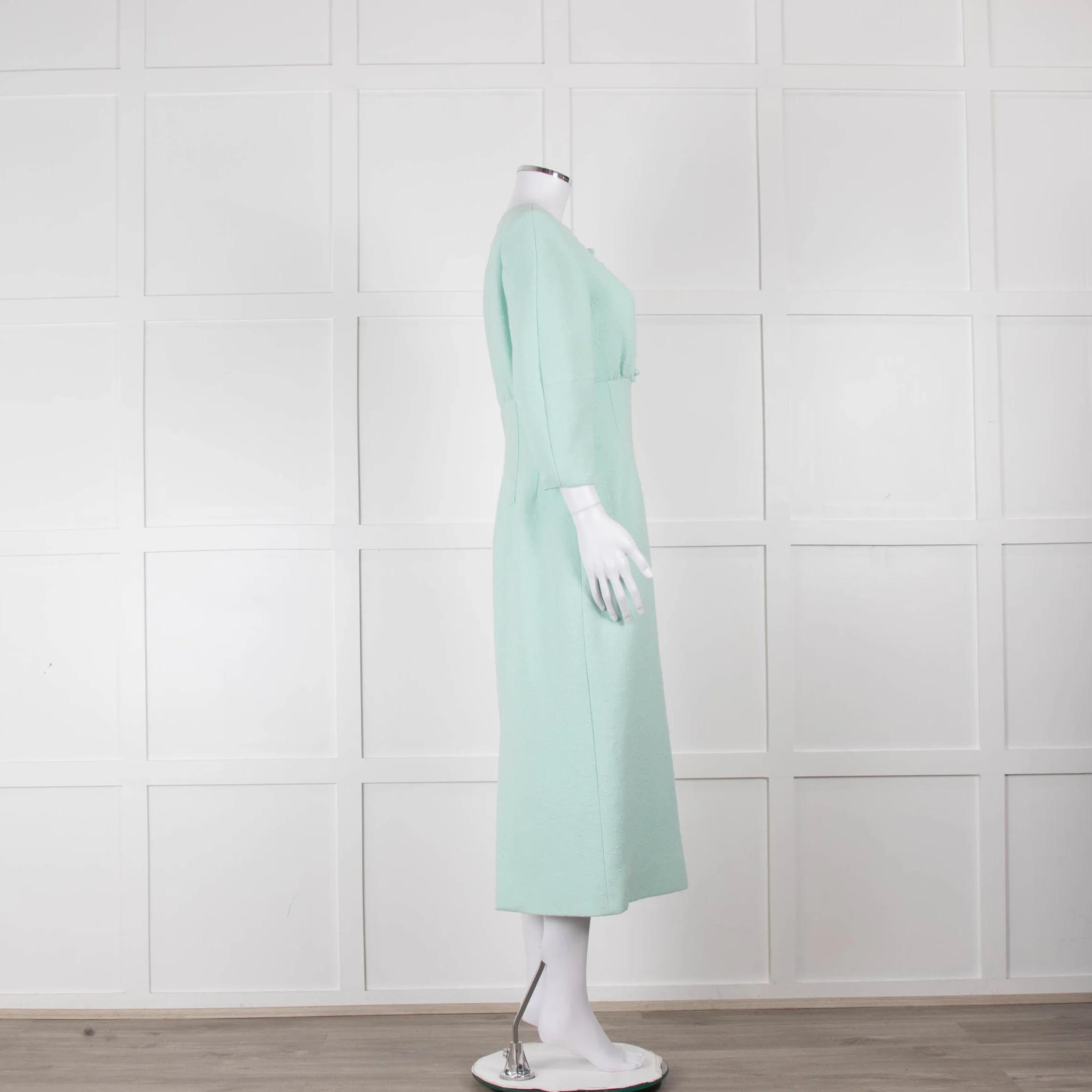 Emilia Wickstead Mint Green Boucle Dress With Toggle Front Detail - Image 3