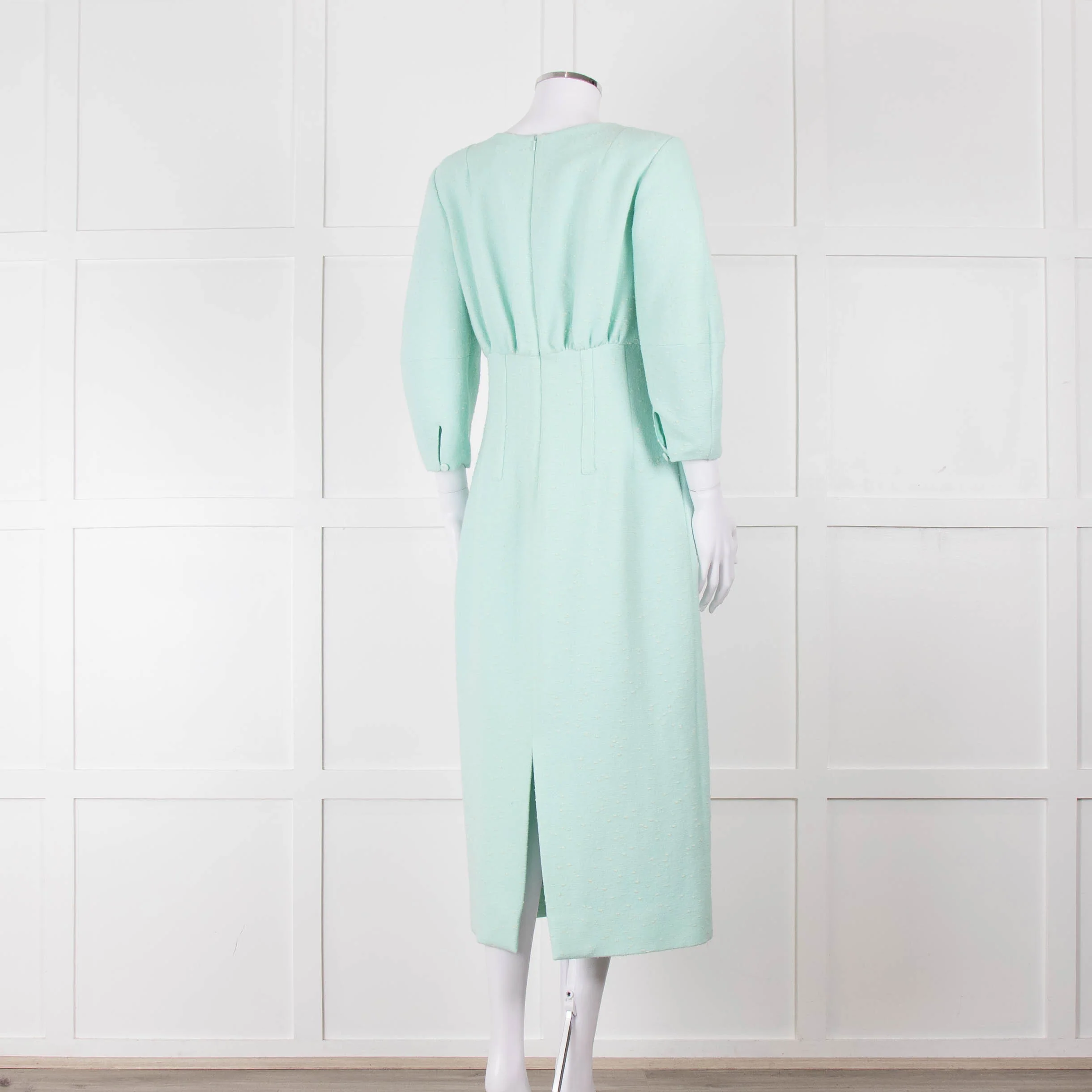 Emilia Wickstead Mint Green Boucle Dress With Toggle Front Detail - Image 4
