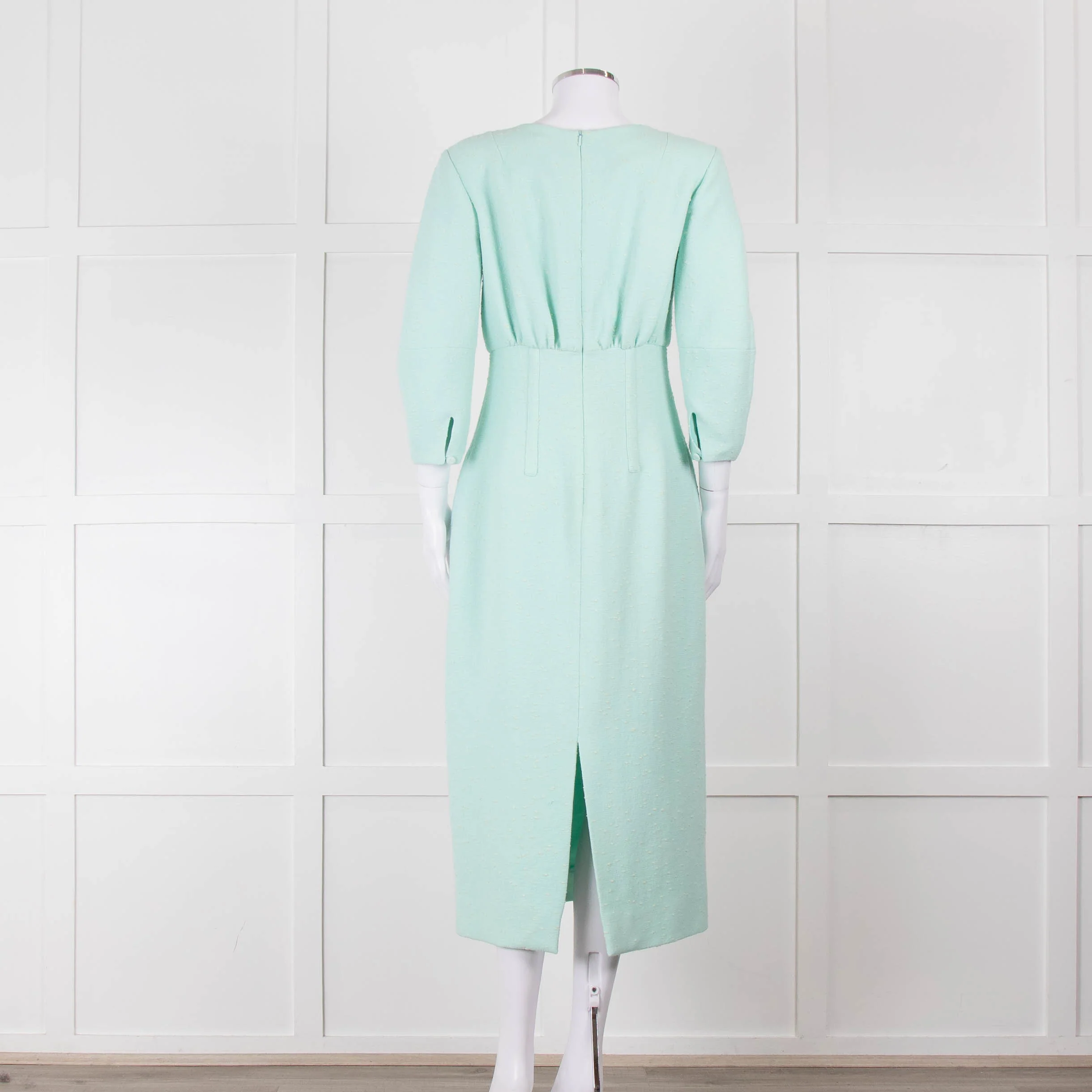 Emilia Wickstead Mint Green Boucle Dress With Toggle Front Detail - Image 5