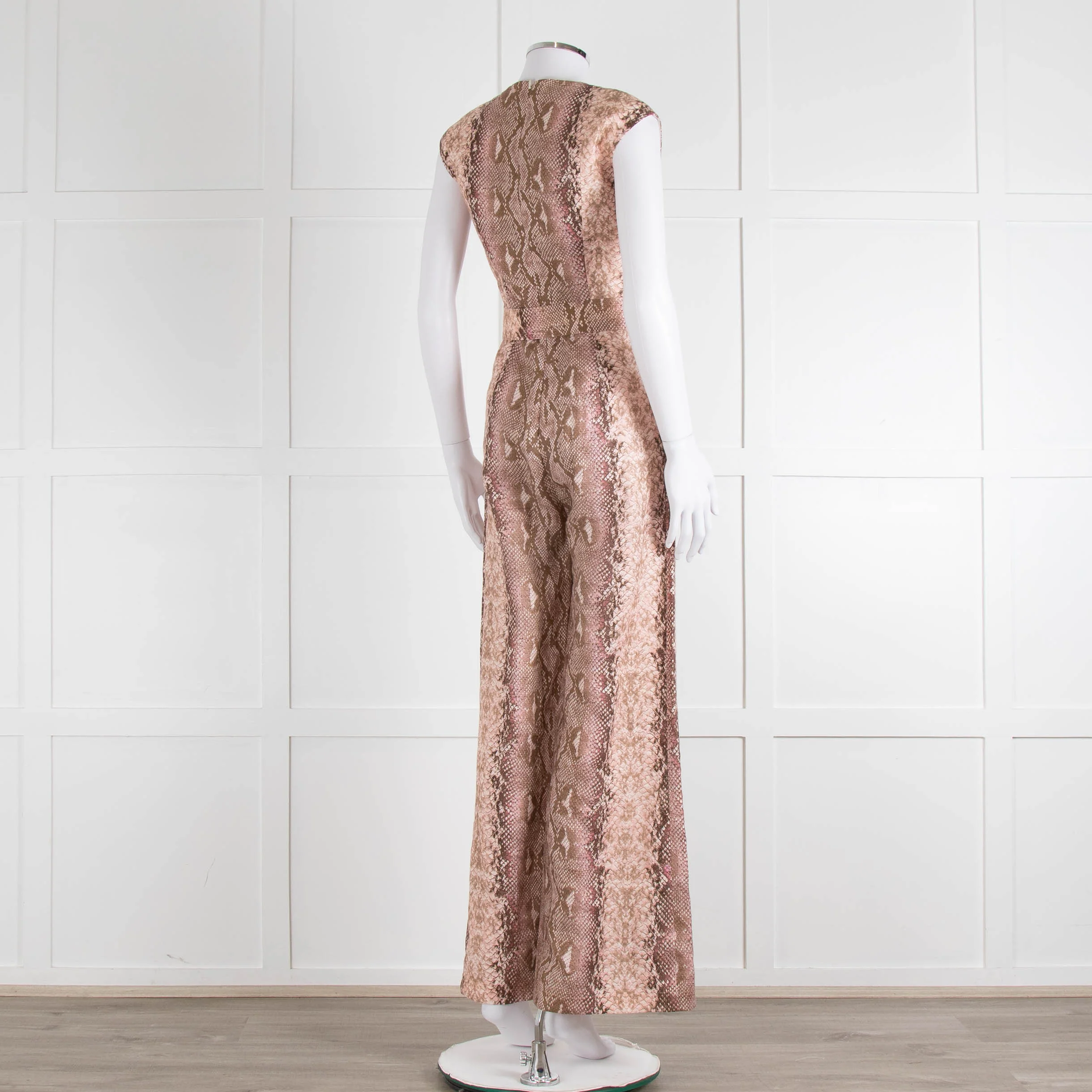 Emilia Wickstead Salmon Snake Skin Linen Belted Jumpsuit - Image 5