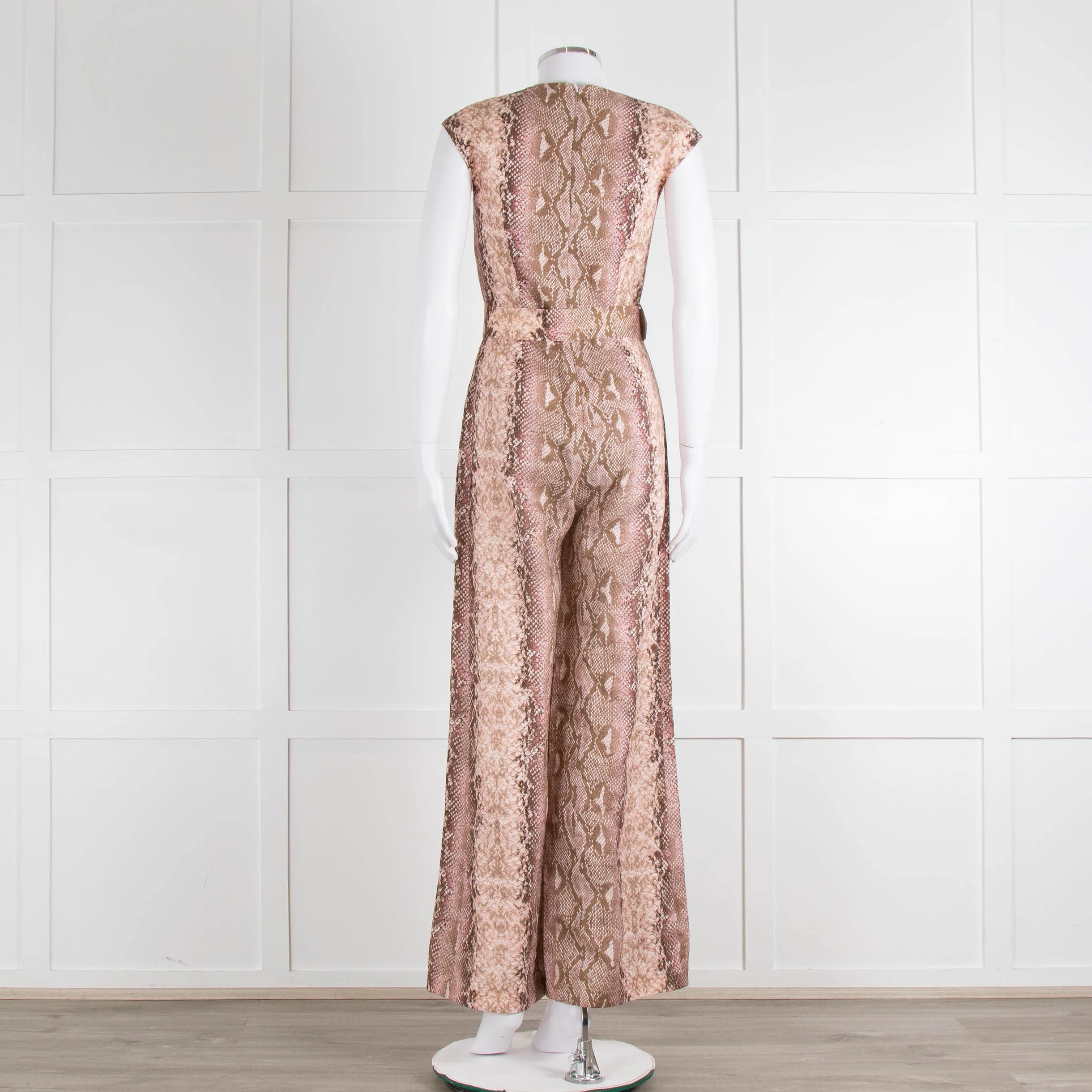 Emilia Wickstead Salmon Snake Skin Linen Belted Jumpsuit - Image 6