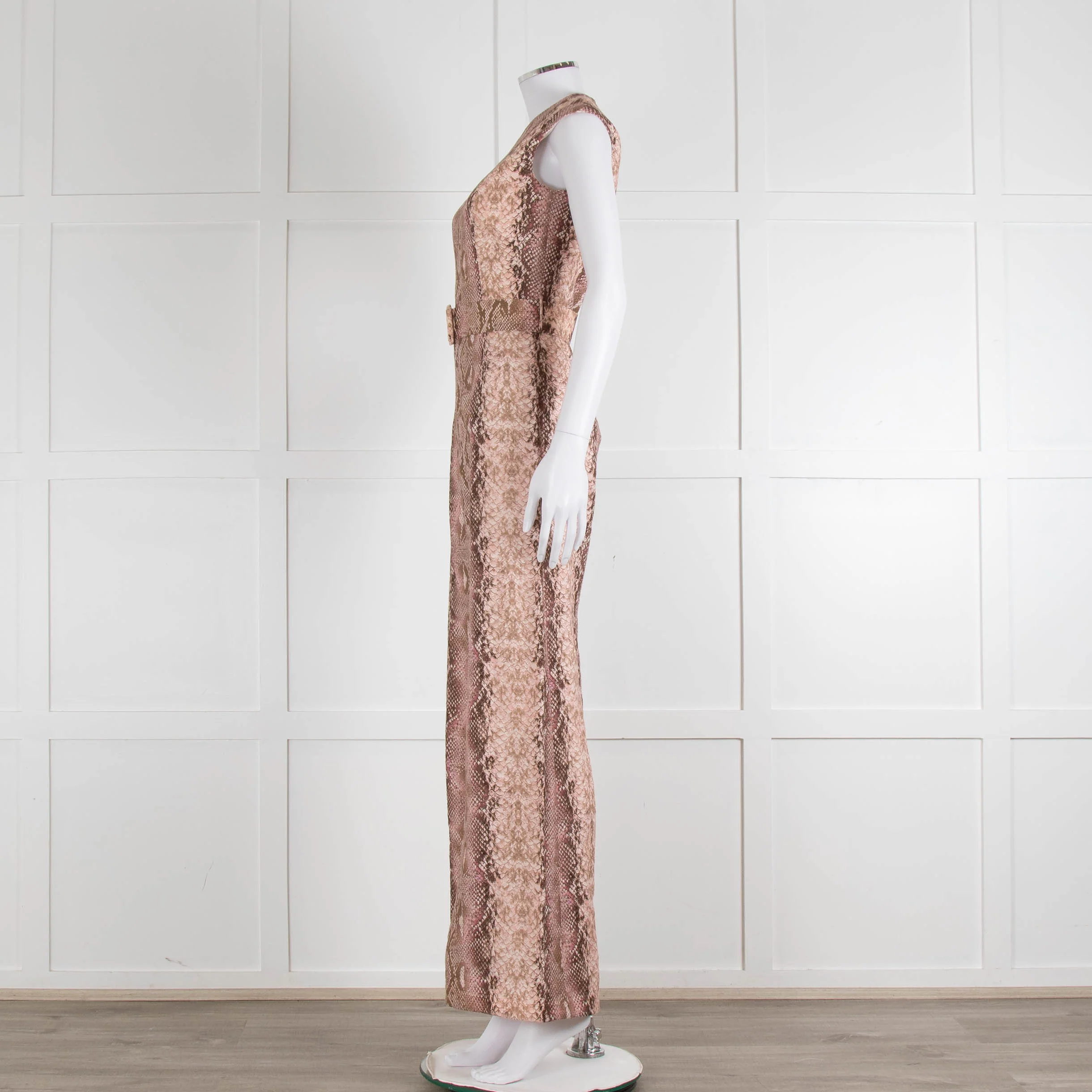 Emilia Wickstead Salmon Snake Skin Linen Belted Jumpsuit - Image 8