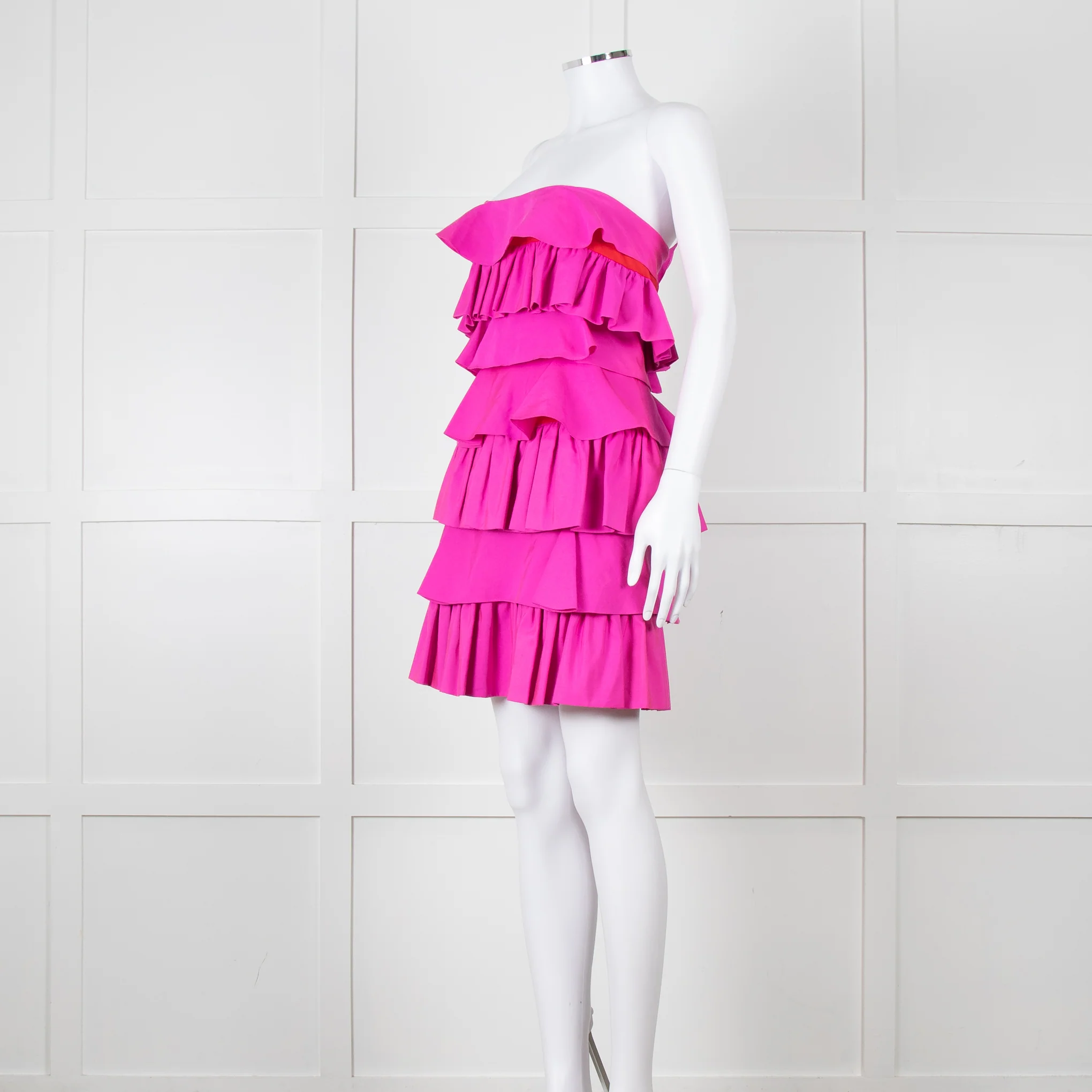 Emilio De La Morena Pink Ruffled Strapless Mini Dress - Image 4