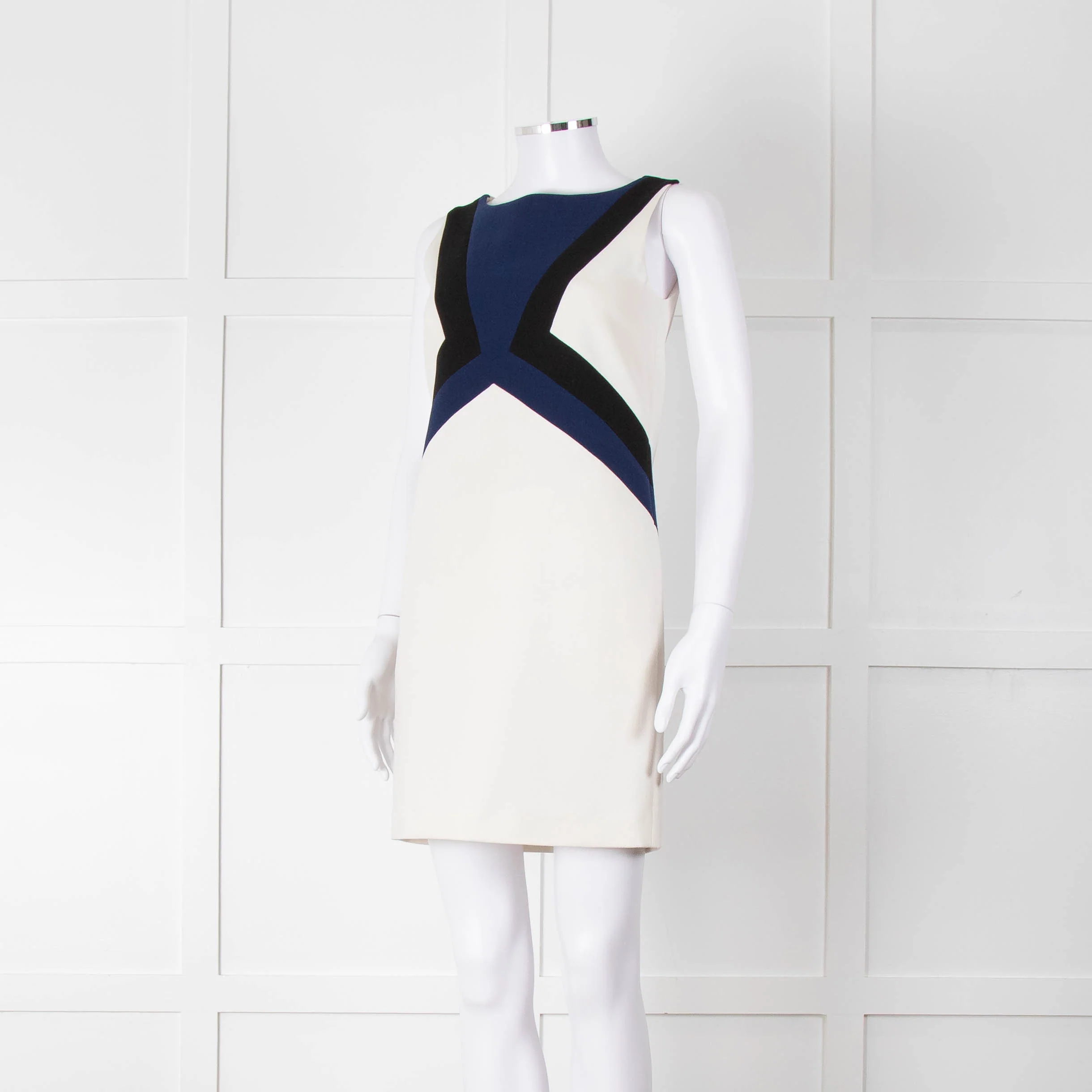 Emilio Pucci Cream Shift Dress with Black and Navy Colour Block Chest - Image 8