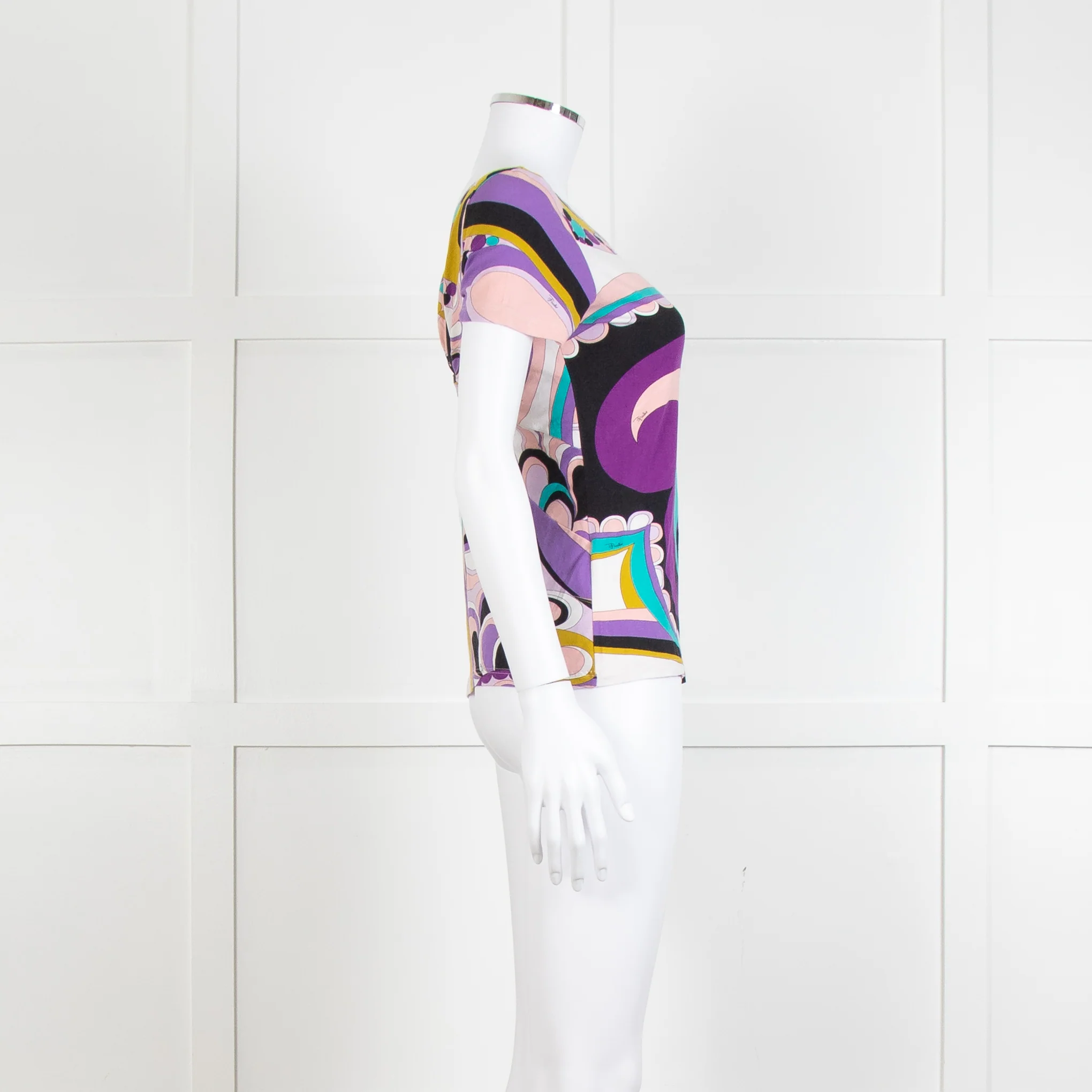 Emilio Pucci Pale Pink Lilac Black Print T Shirt - Image 7