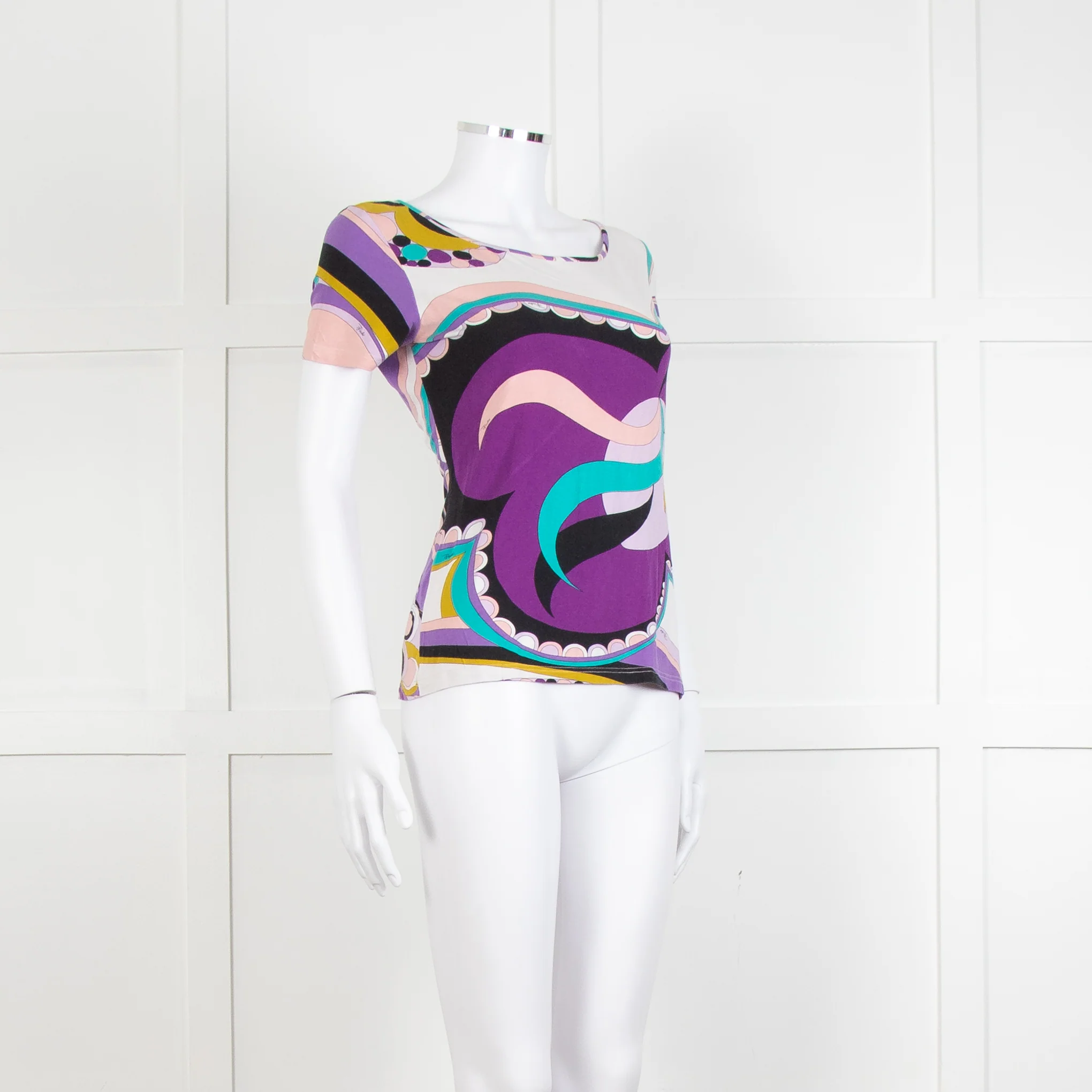 Emilio Pucci Pale Pink Lilac Black Print T Shirt - Image 8