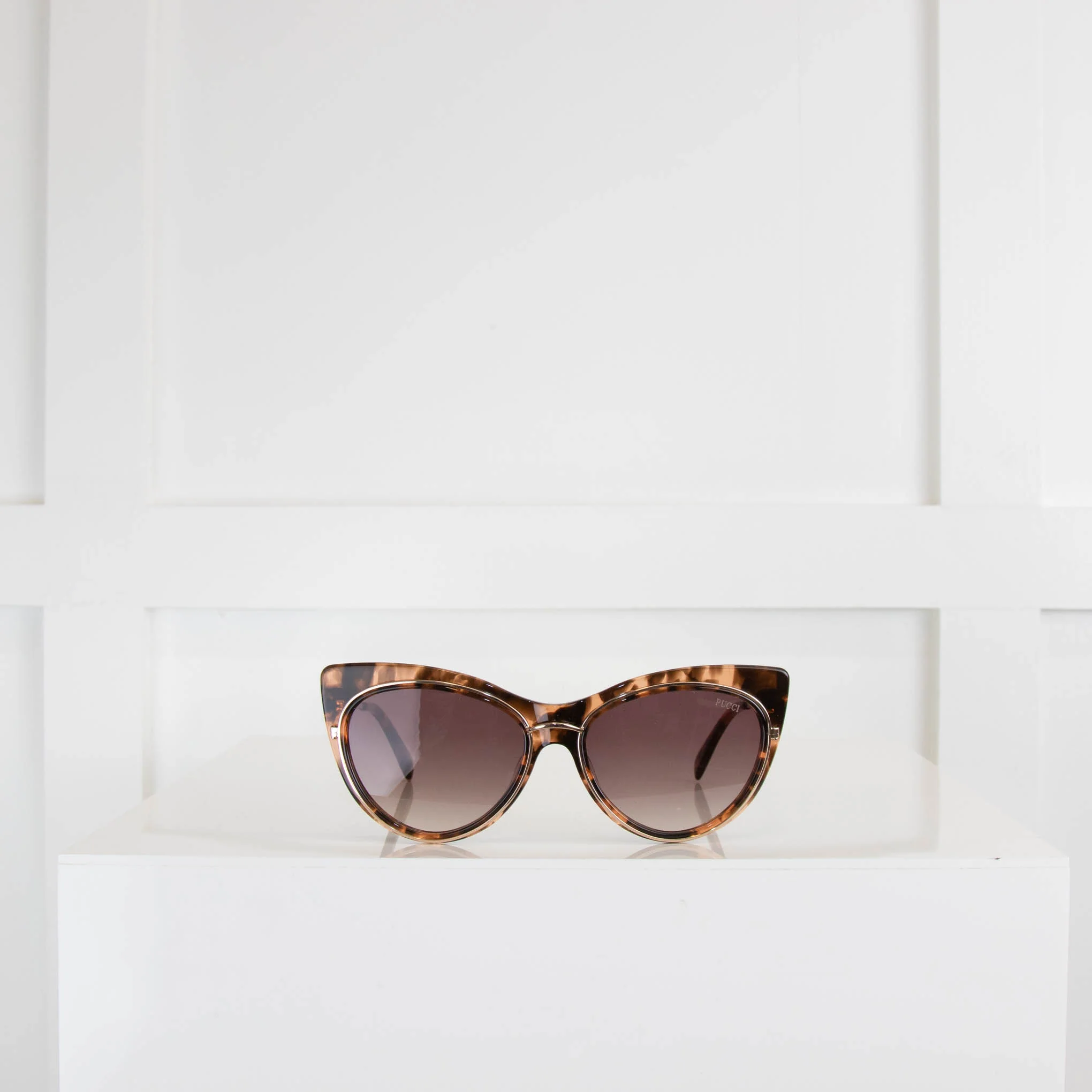 Emilio Pucci Tortoiseshell and Rose Gold Rim Sunglasses - Image 2
