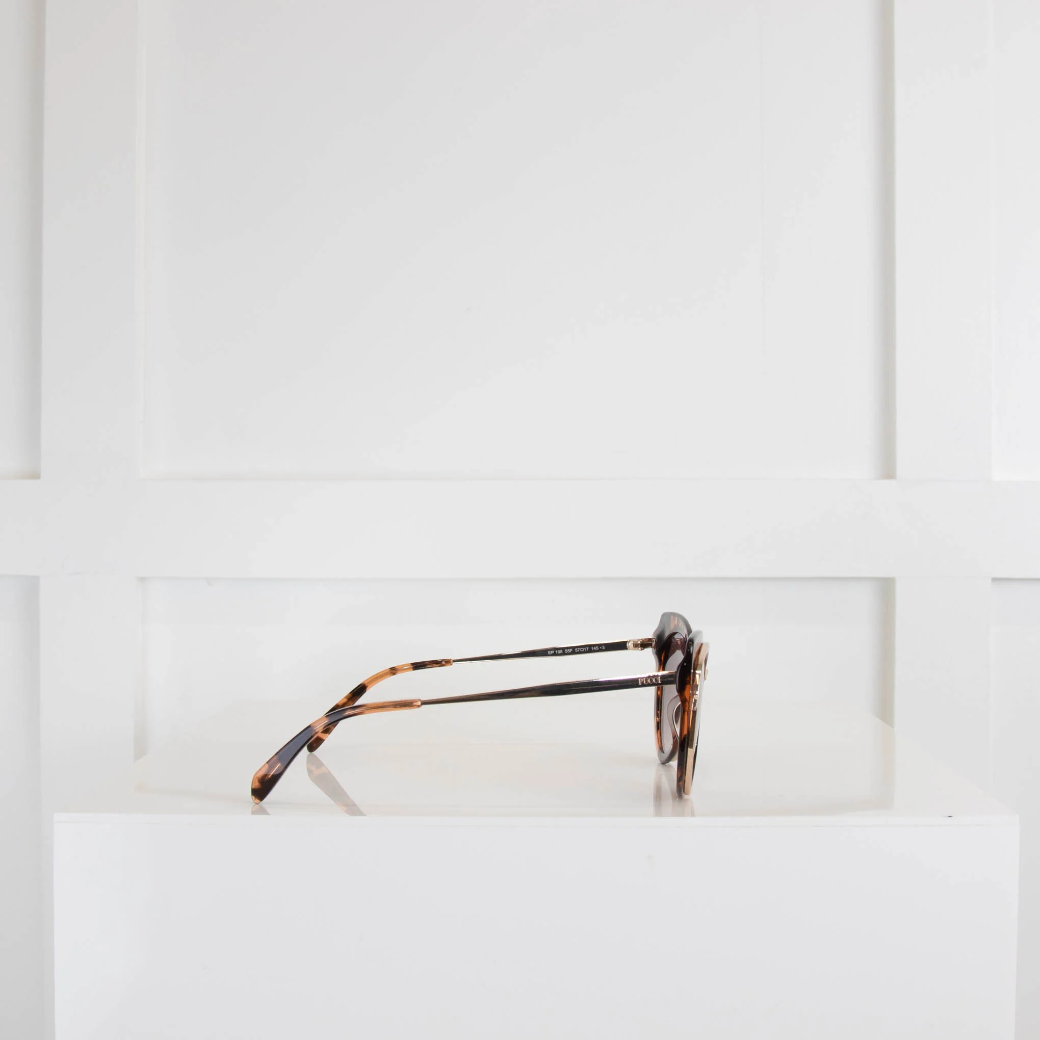 Emilio Pucci Tortoiseshell and Rose Gold Rim Sunglasses - Image 3