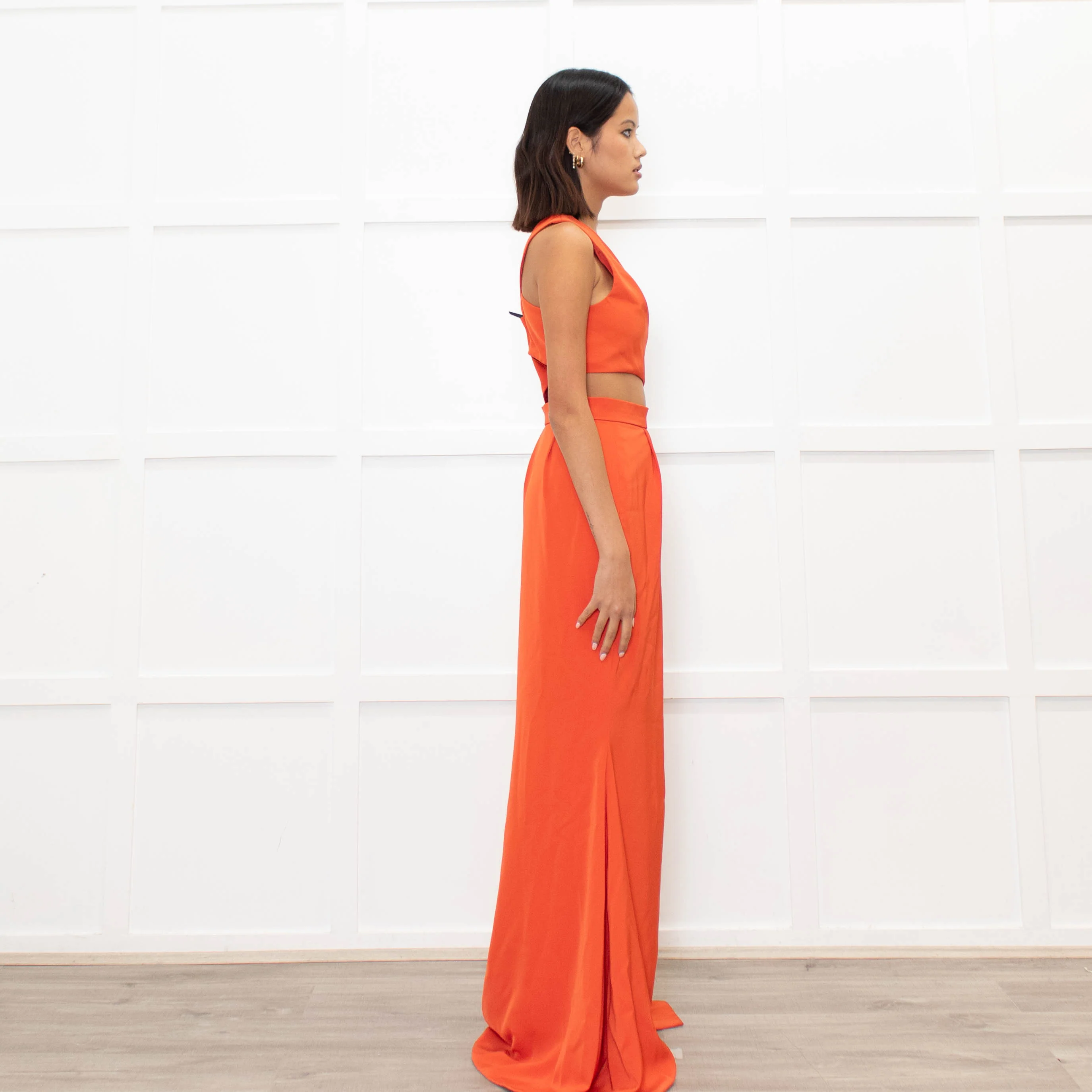 Emma Wallace Red Cutaway Fishtail Gown - Image 4