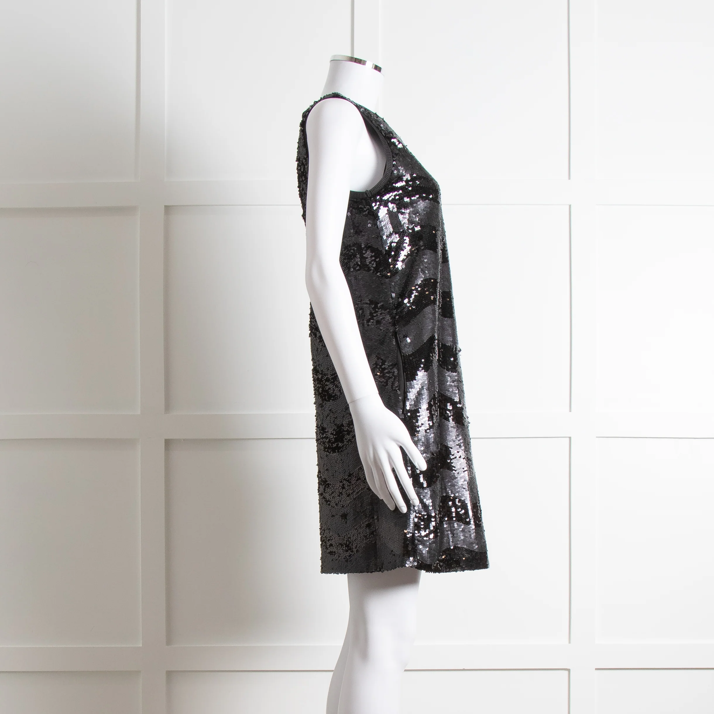 Emporio Armani Black Sequin Sleeveless Dress - Image 3