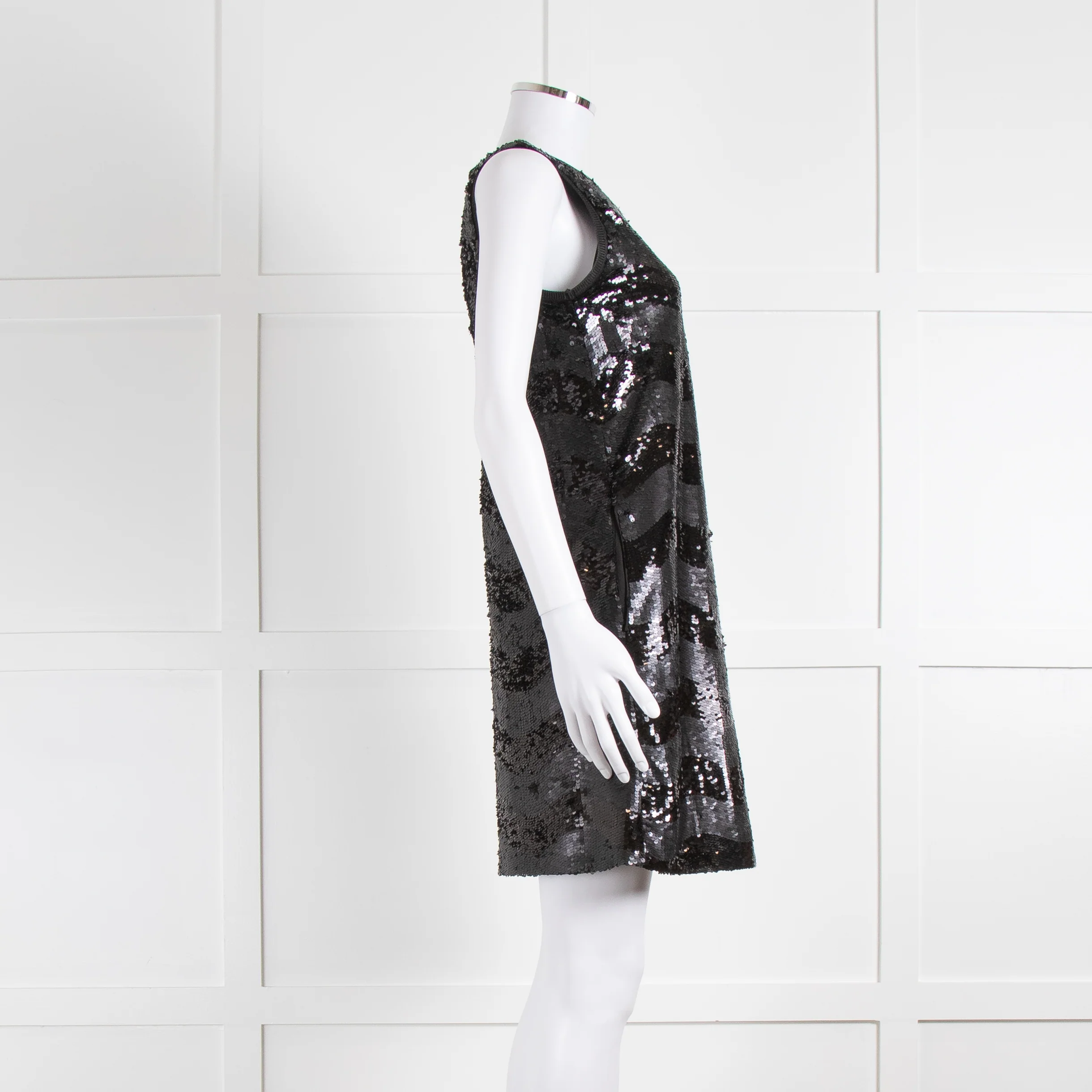 Emporio Armani Black Sequin Sleeveless Dress - Image 4