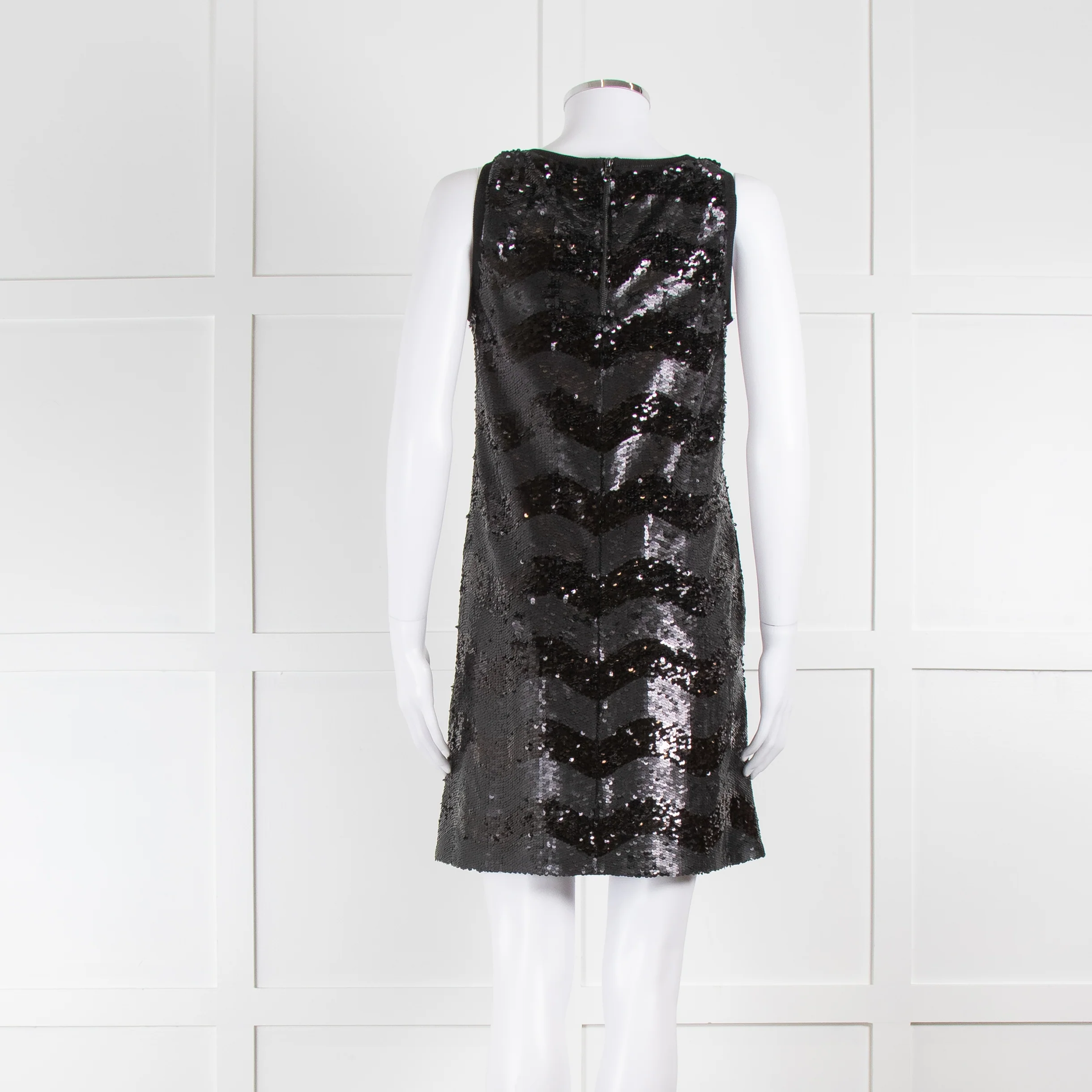 Emporio Armani Black Sequin Sleeveless Dress - Image 7