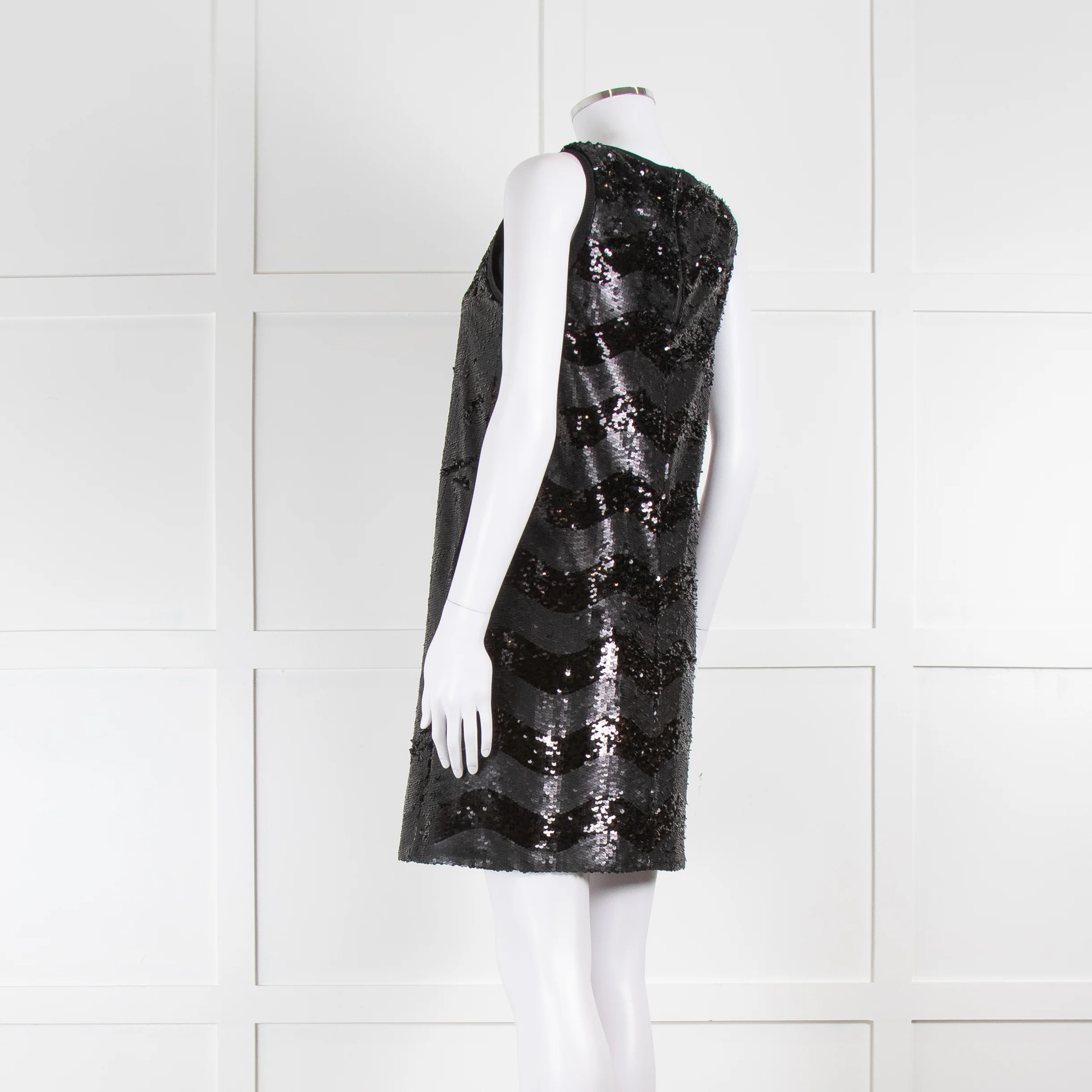 Emporio Armani Black Sequin Sleeveless Dress - Image 8